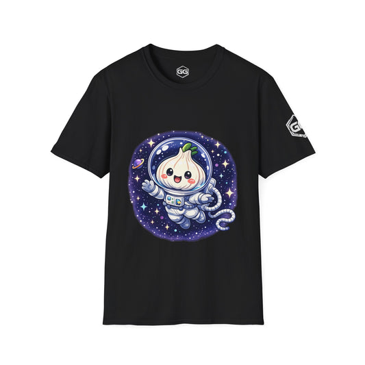 front:1 | Knoblauch Astronaut T-Shirt – Vorderansicht in Schwarz