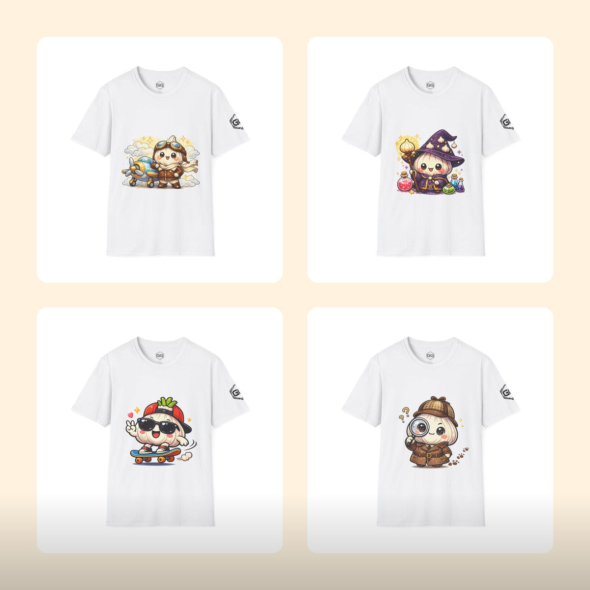 Knoblauch-Kollektion — 4 Kawaii Garlic Character Designs