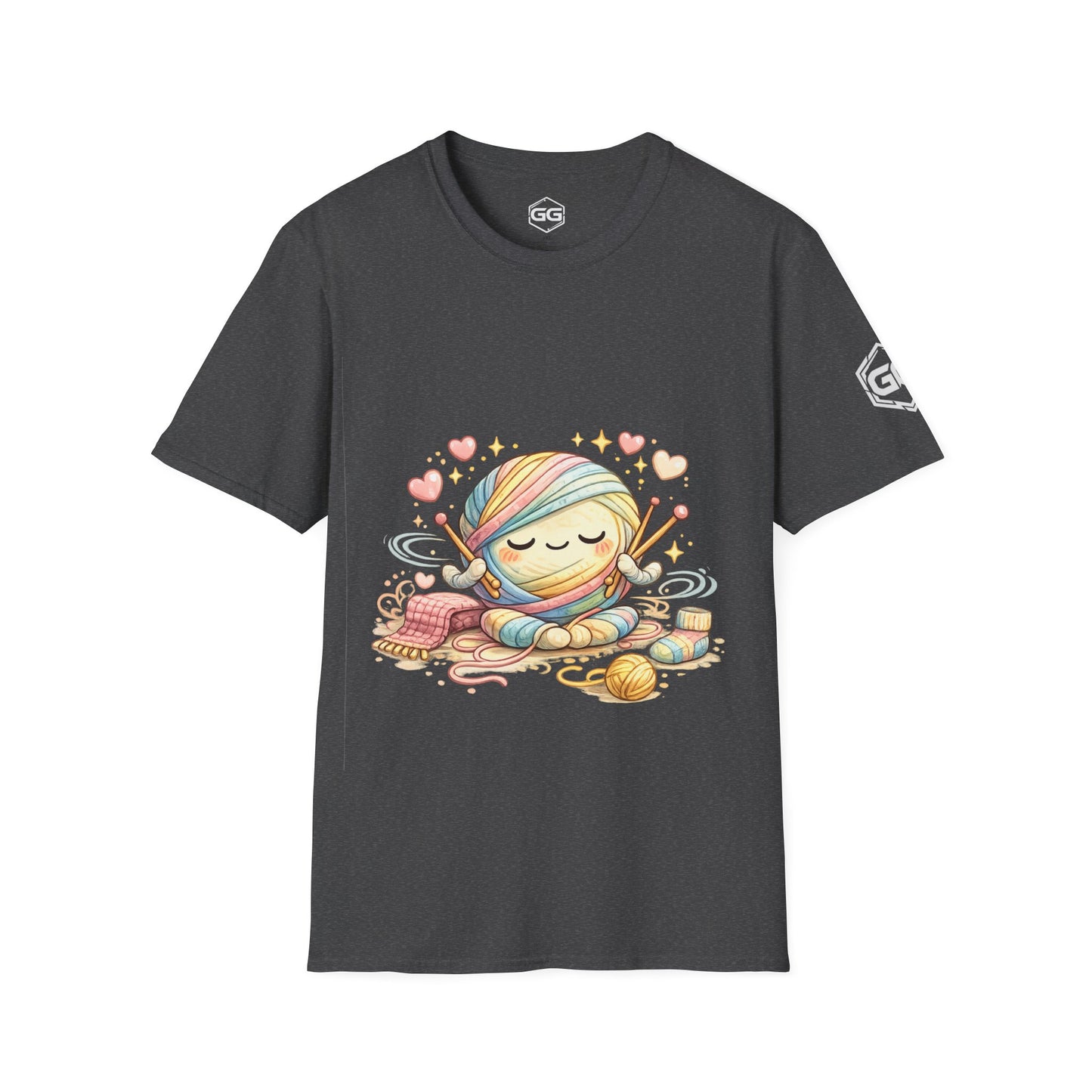 front:6 | Stricken ist mein Yoga T-Shirt – Vorderansicht in Dunkelmeliert