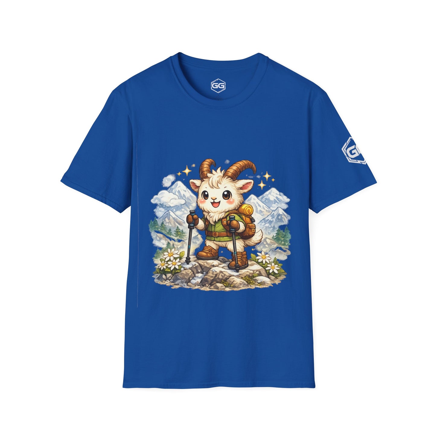 front:8 | Bergziege T-Shirt – Vorderansicht in Royalblau