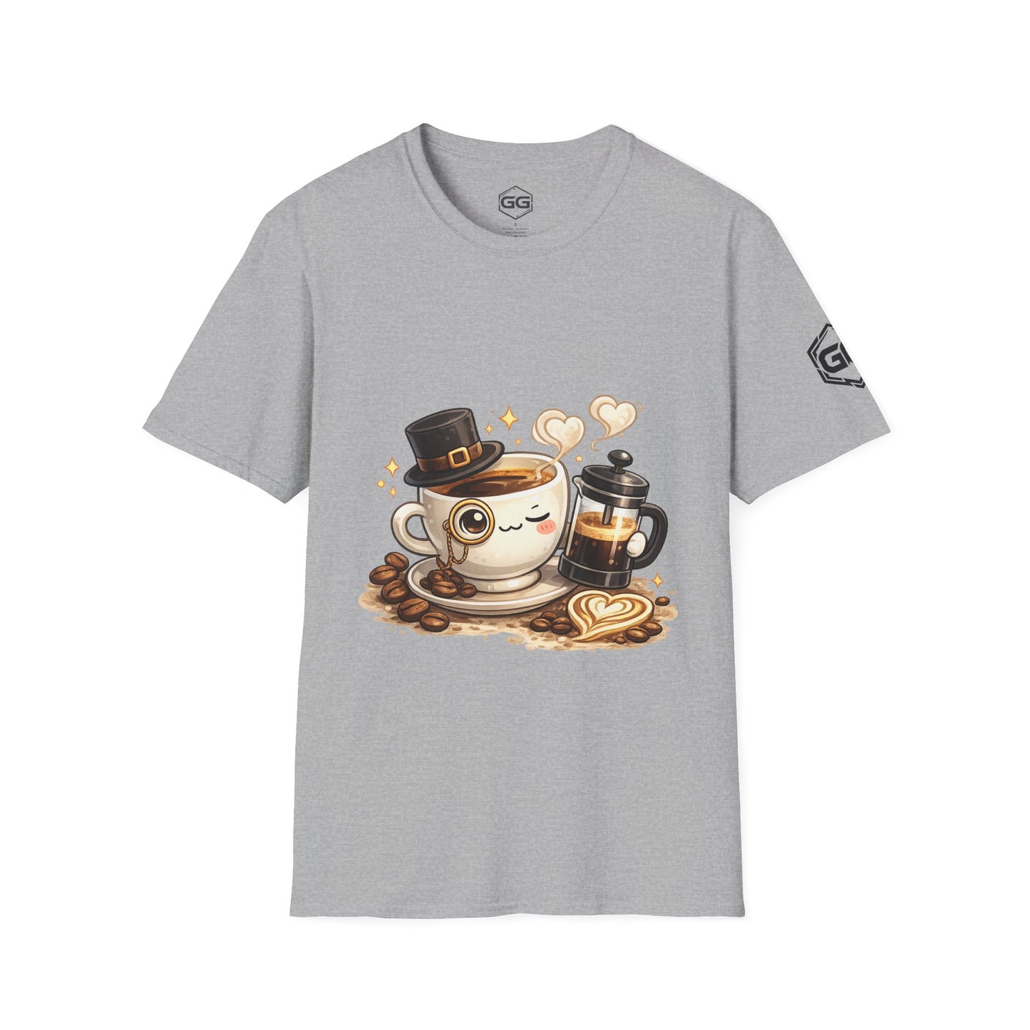 front:2 | Kaffee-Snob T-Shirt – Vorderansicht in Sportgrau