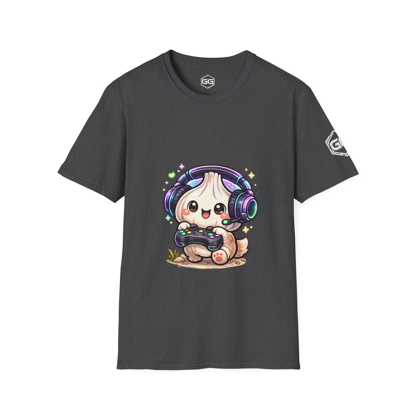 front:6 | Knoblauch Gamer – Lustiges Gaming T-Shirt – Vorderansicht in Dunkelmeliert