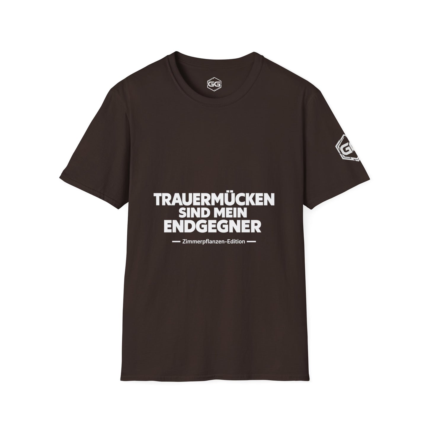 front:3 | Fungus Gnats Are My Final Boss T-Shirt — Houseplant Edition – Vorderansicht in Dunkelbraun