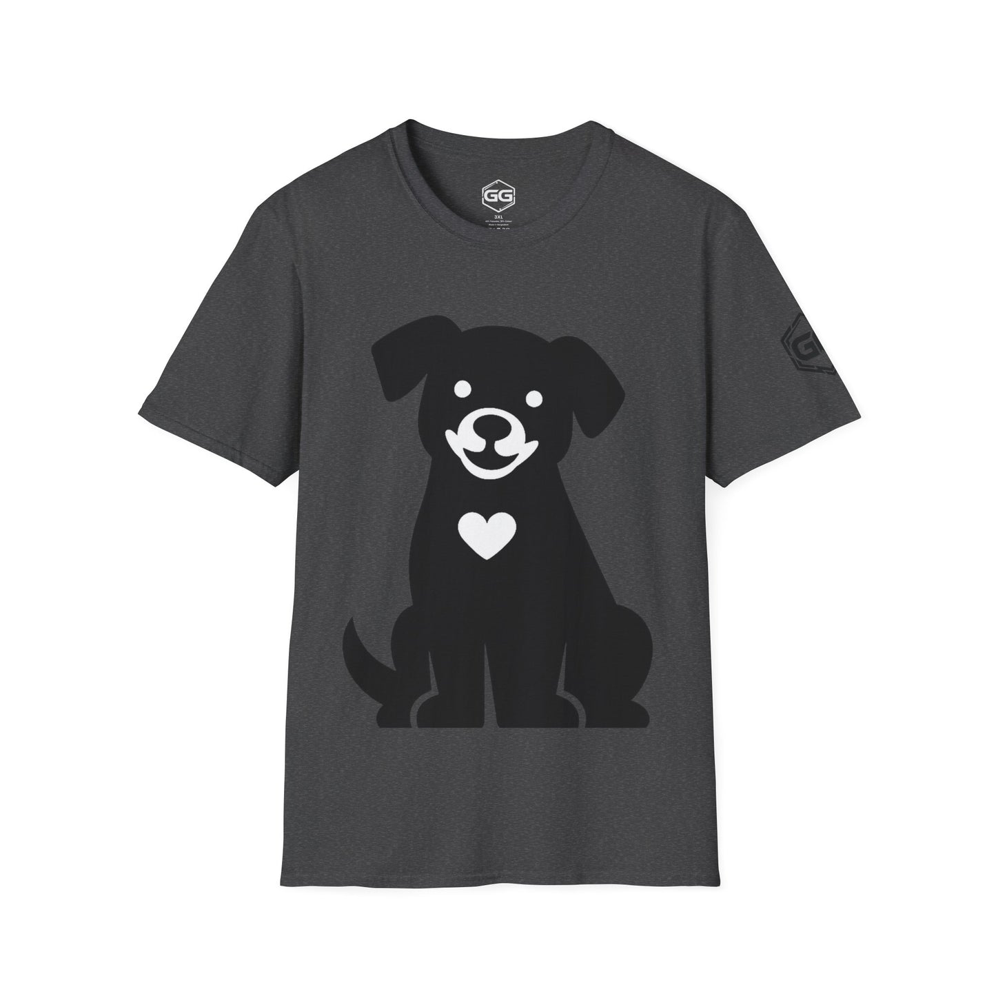 front:8 | Hund umarmt Herz – Unisex T-Shirt – Vorderansicht in Royalblau
