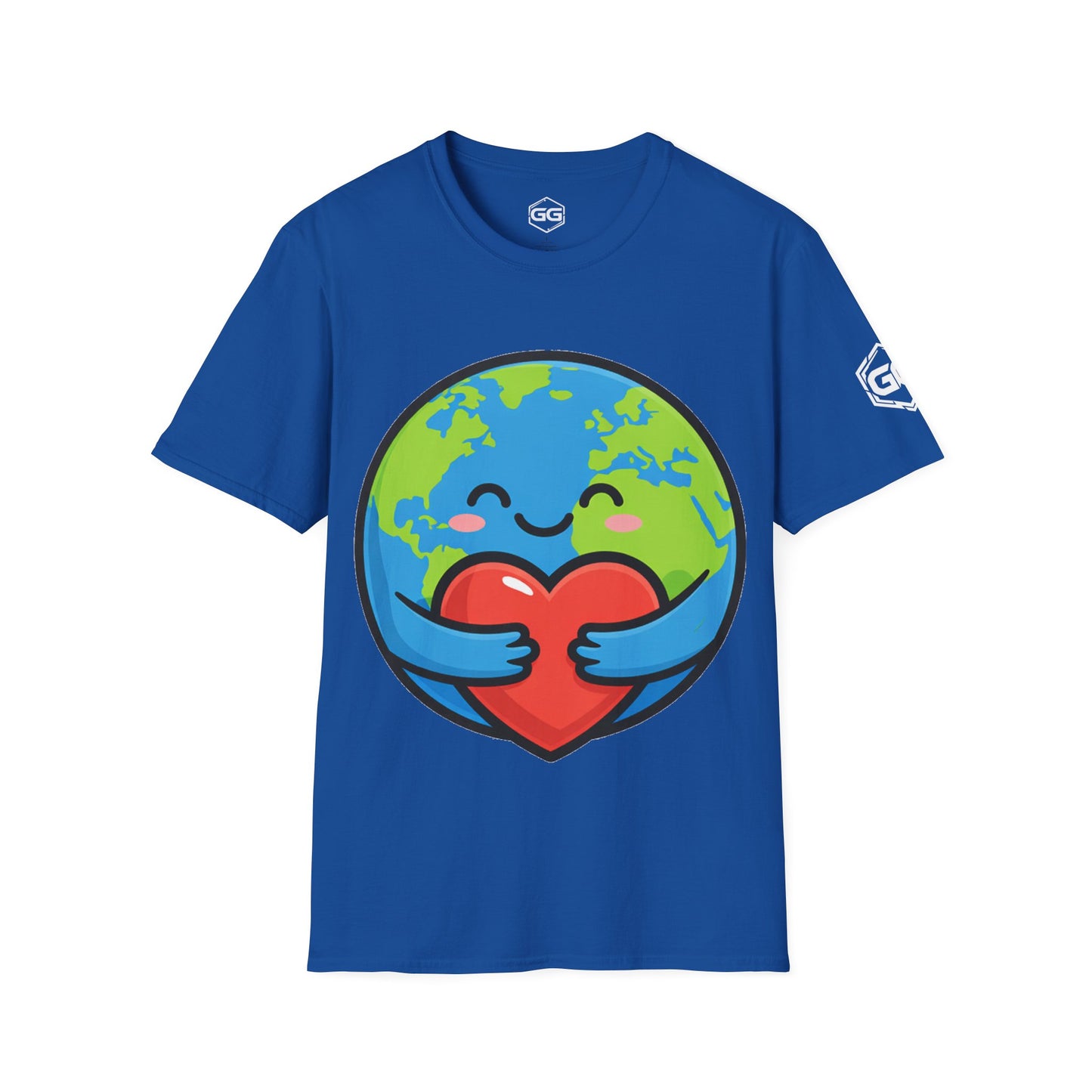 front:8 | Erde Umarmt Herz – Unisex T-Shirt – Vorderansicht in Royalblau