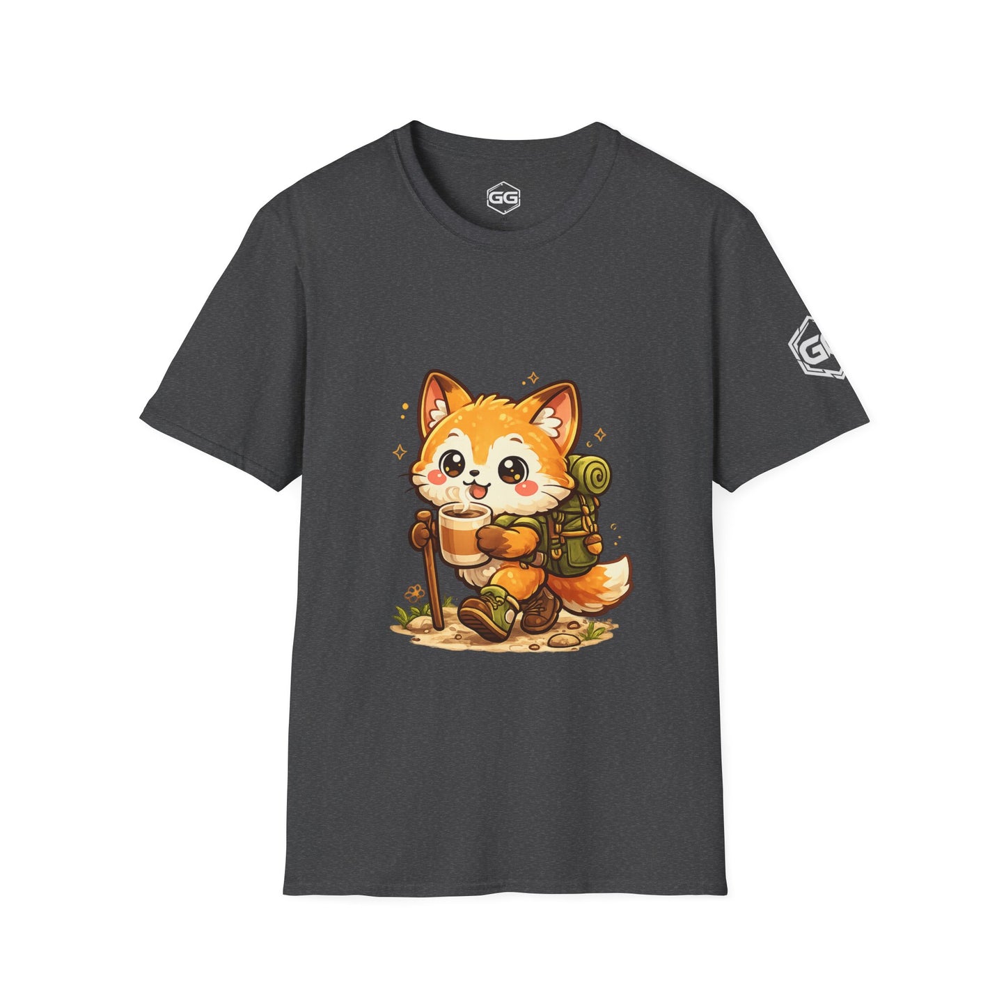 front:6 | Fuchs Wandern – Abenteuer T-Shirt – Vorderansicht in Dunkelmeliert