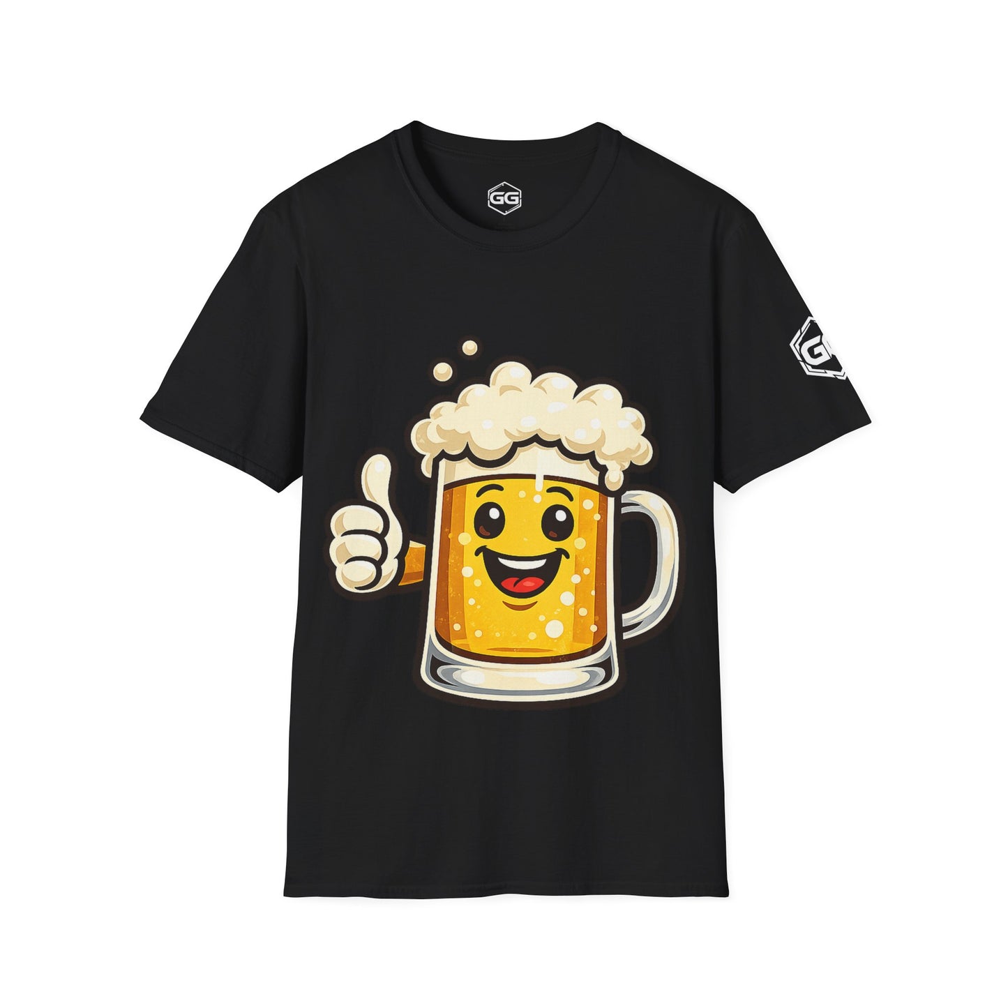 front:1 | Lustiger Bierkrug – Unisex T-Shirt – Vorderansicht in Schwarz