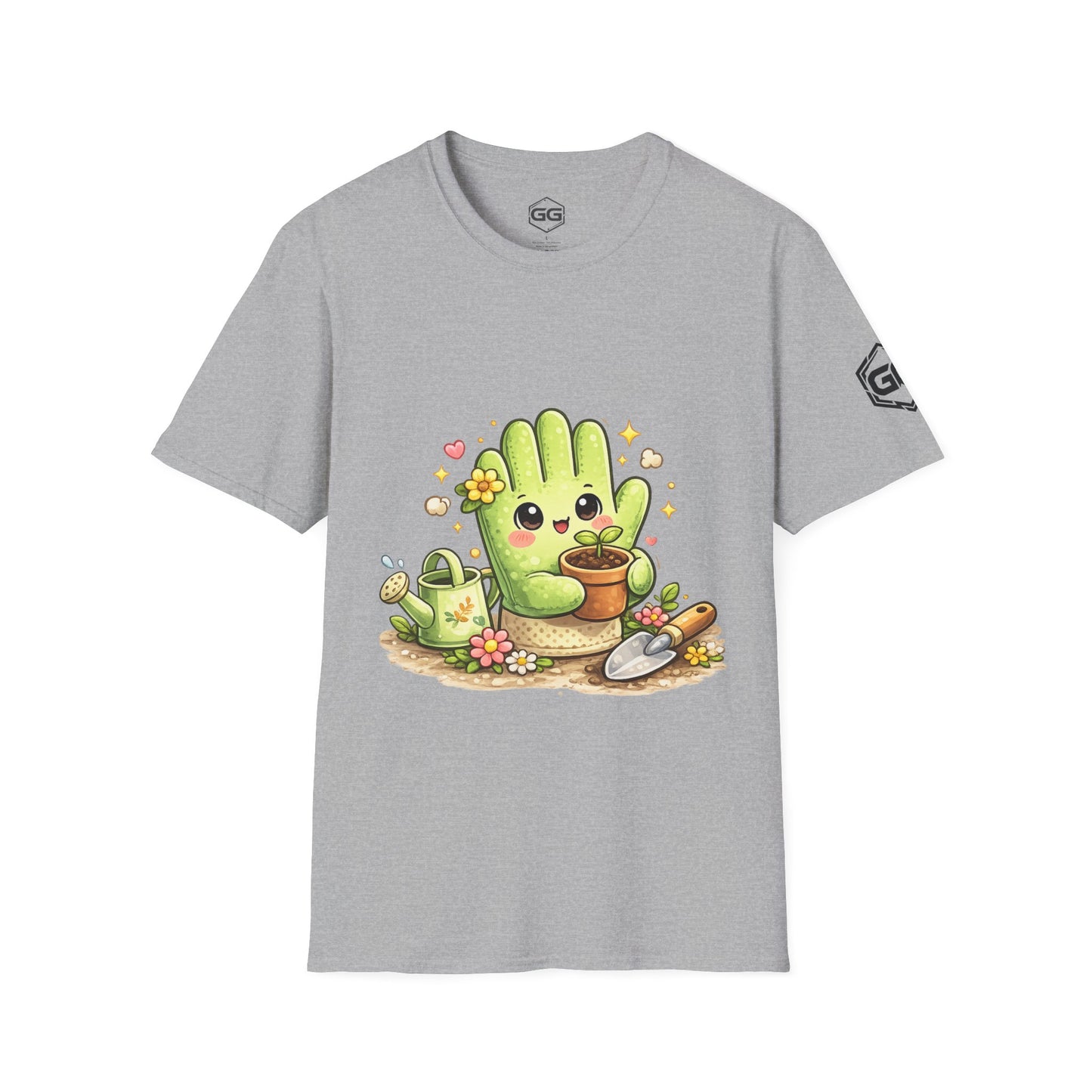 front:2 | Grüner Daumen T-Shirt – Vorderansicht in Sportgrau