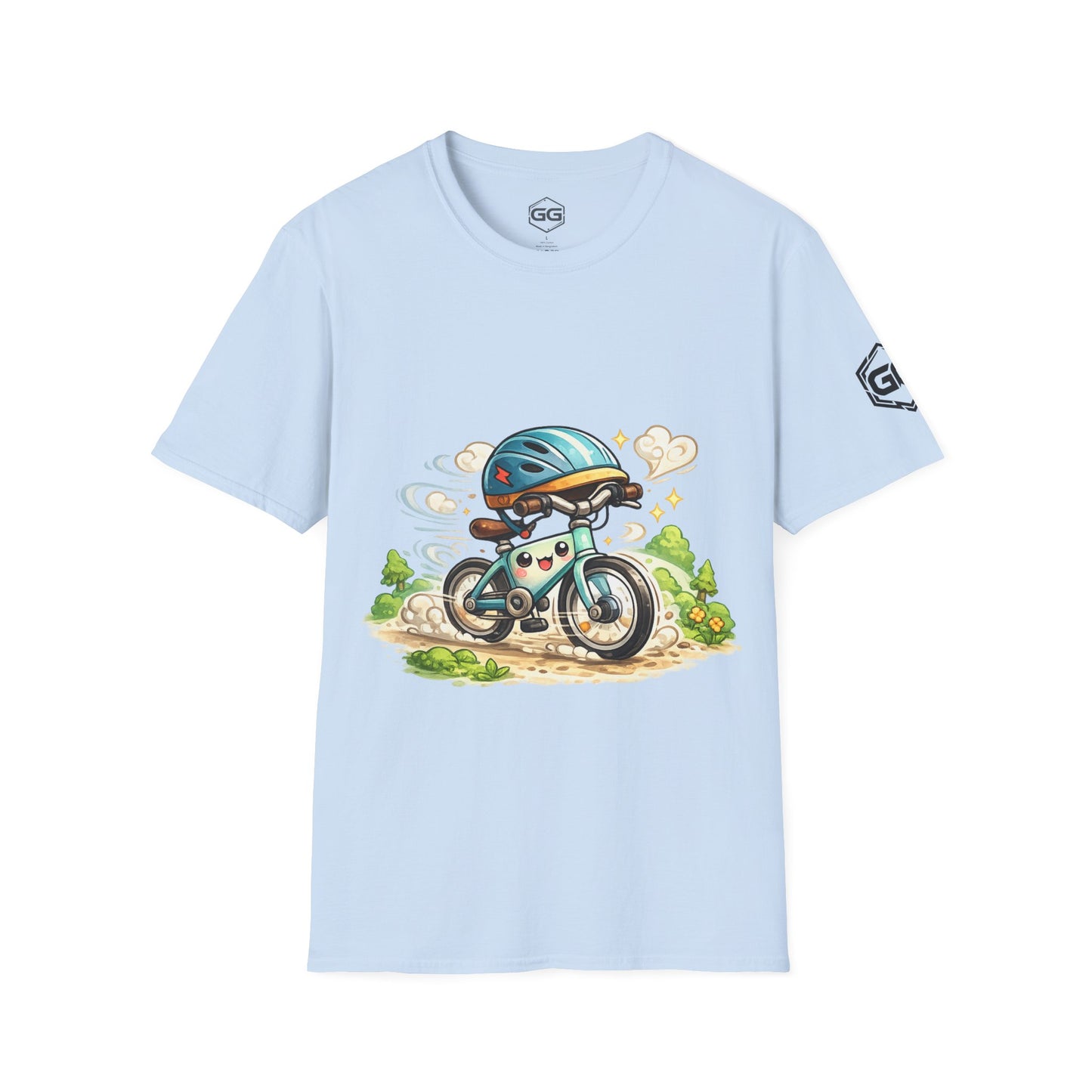 front:7 | Radl-Wahnsinn T-Shirt – Vorderansicht in Hellblau