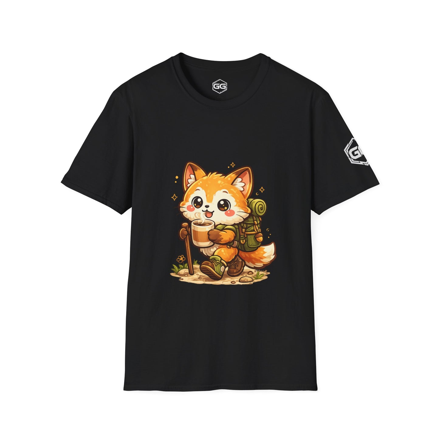 front:1 | Fuchs Wandern – Abenteuer T-Shirt – Vorderansicht in Schwarz
