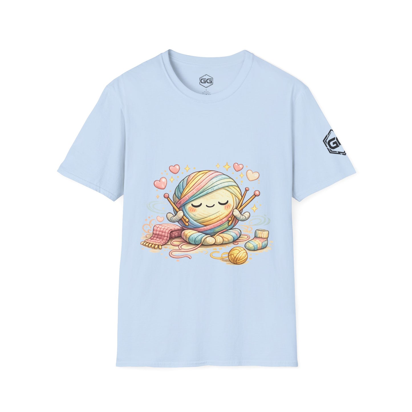 front:7 | Stricken ist mein Yoga T-Shirt – Vorderansicht in Hellblau