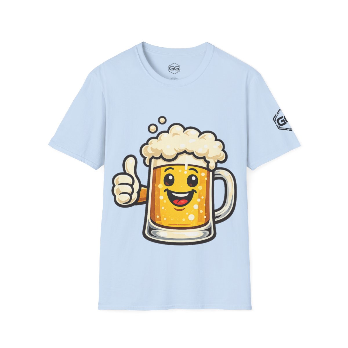 front:7 | Lustiger Bierkrug – Unisex T-Shirt – Vorderansicht in Hellblau