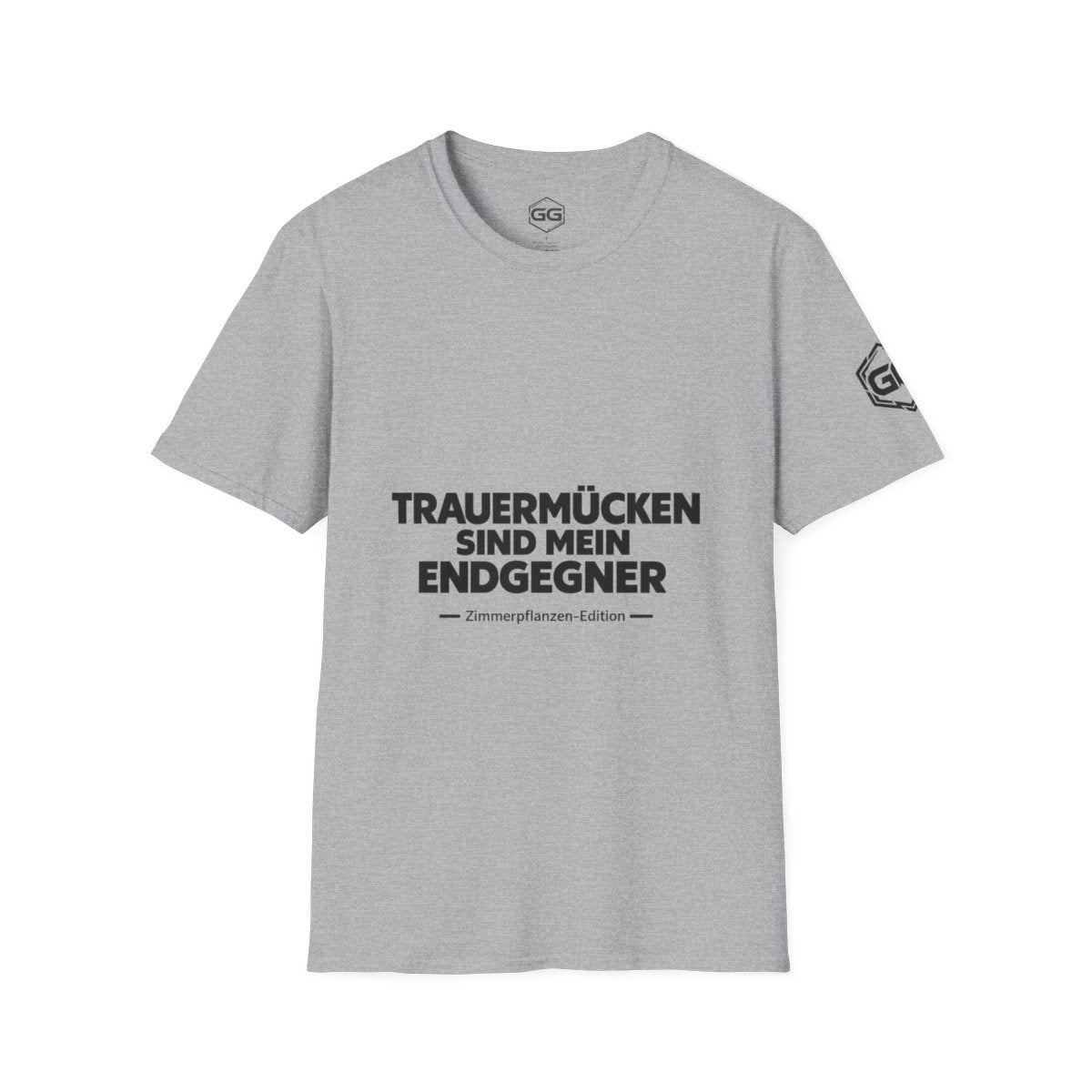 front:2 | Fungus Gnats Are My Final Boss T-Shirt — Houseplant Edition – Vorderansicht in Sportgrau