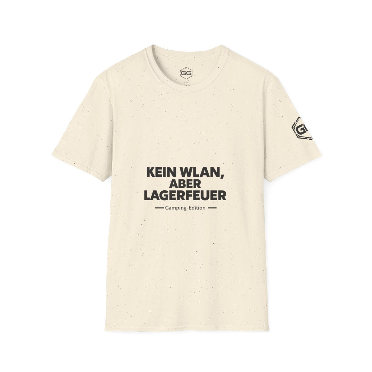 front:4 | No WiFi, But Campfire T-Shirt — Camping Edition – Vorderansicht in Natur