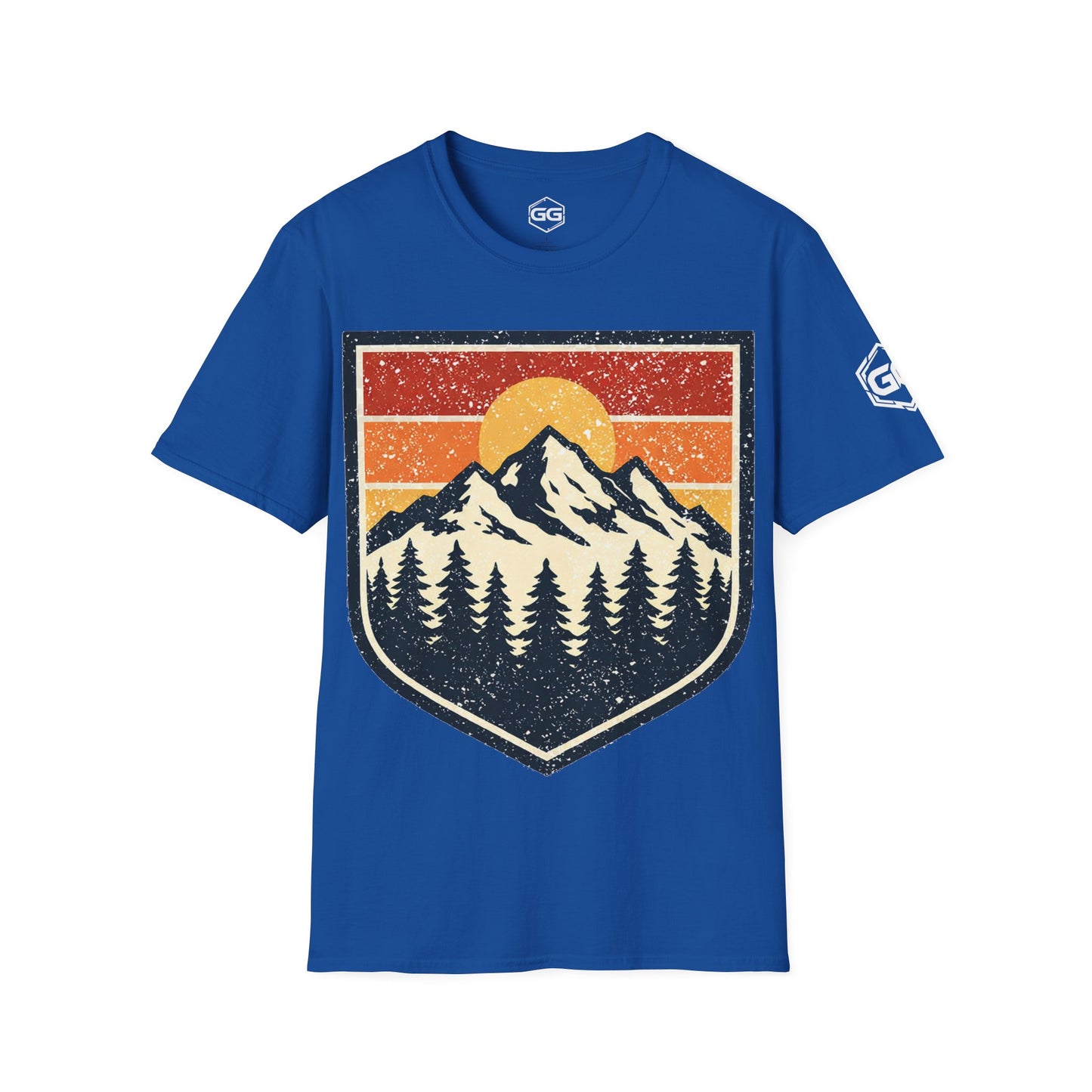 front:8 | Vintage Bergabzeichen – Unisex T-Shirt – Vorderansicht in Royalblau