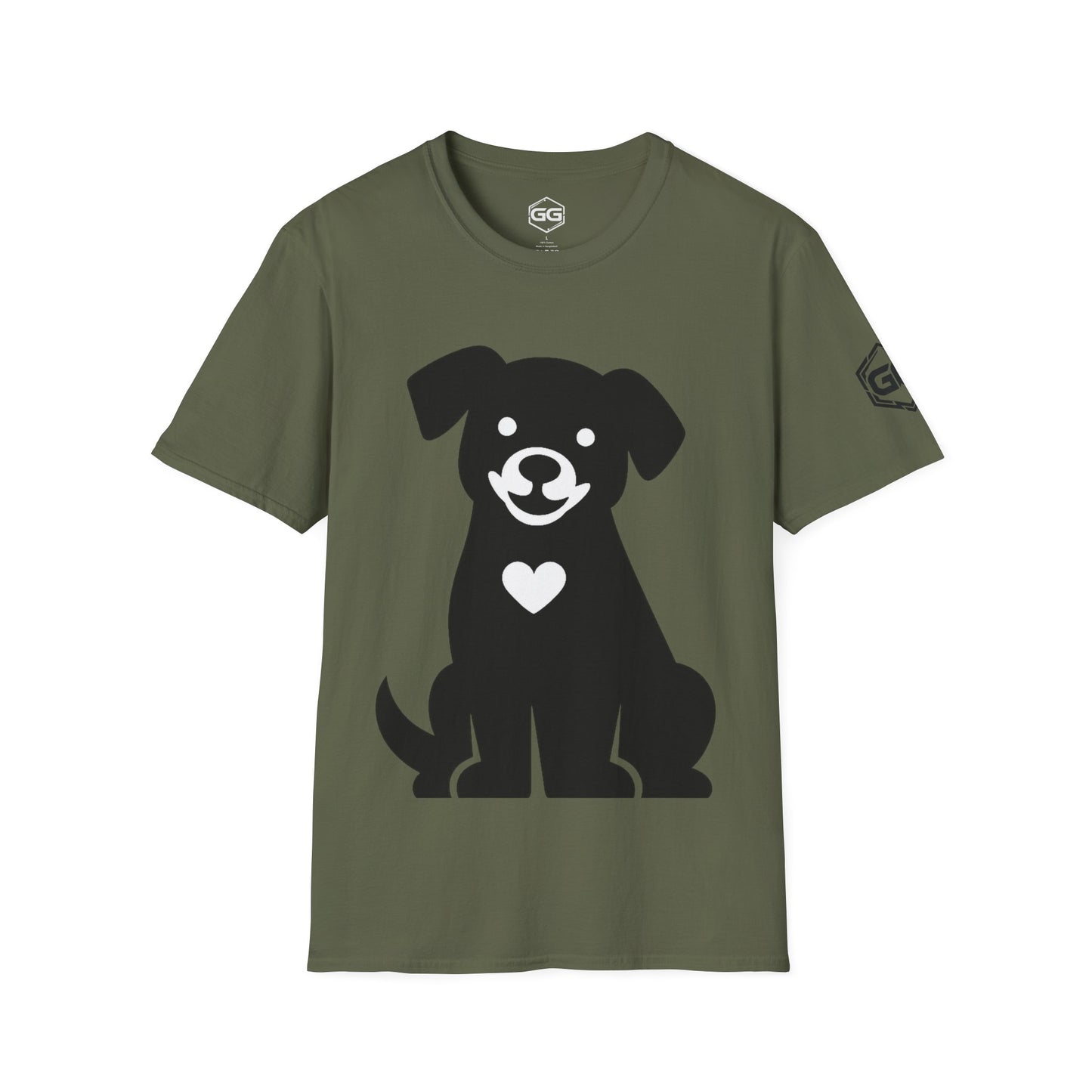 front:7 | Hund umarmt Herz – Unisex T-Shirt – Vorderansicht in Hellblau
