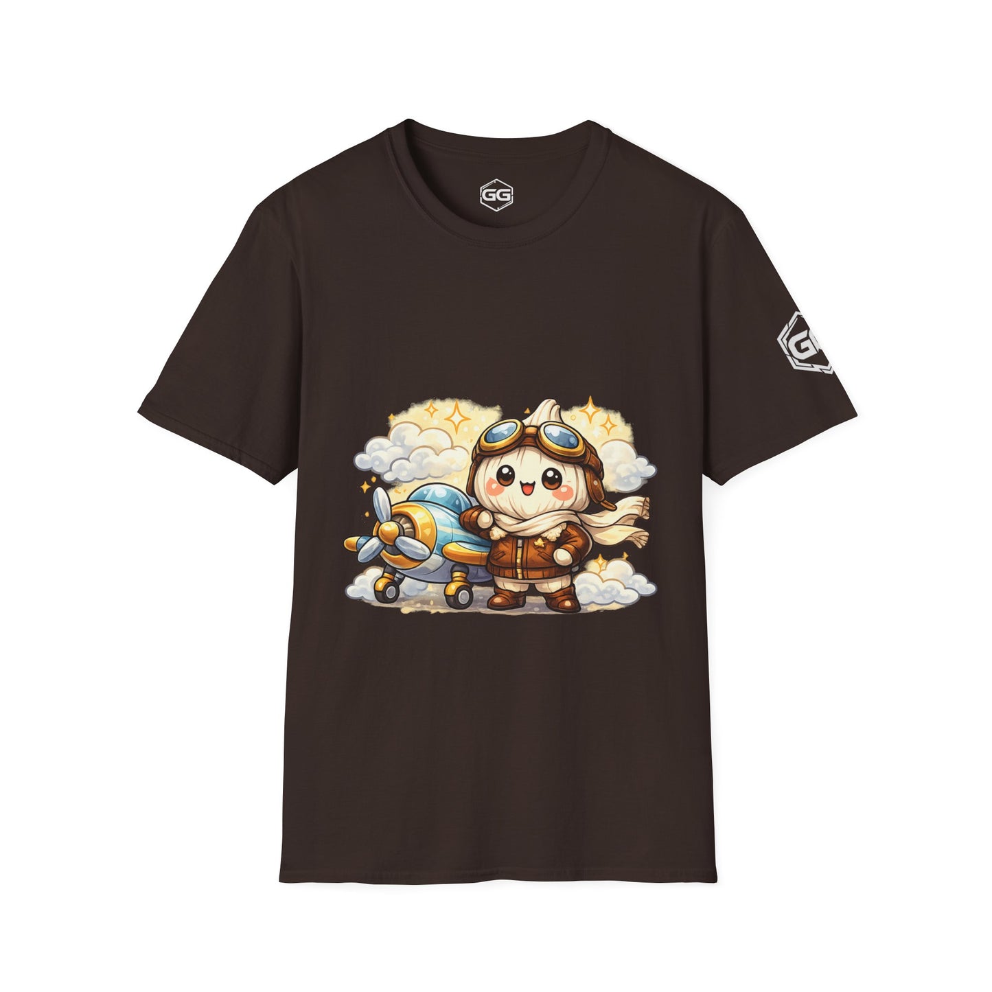 front:3 | Knoblauch Pilot T-Shirt – Vorderansicht in Dunkelbraun