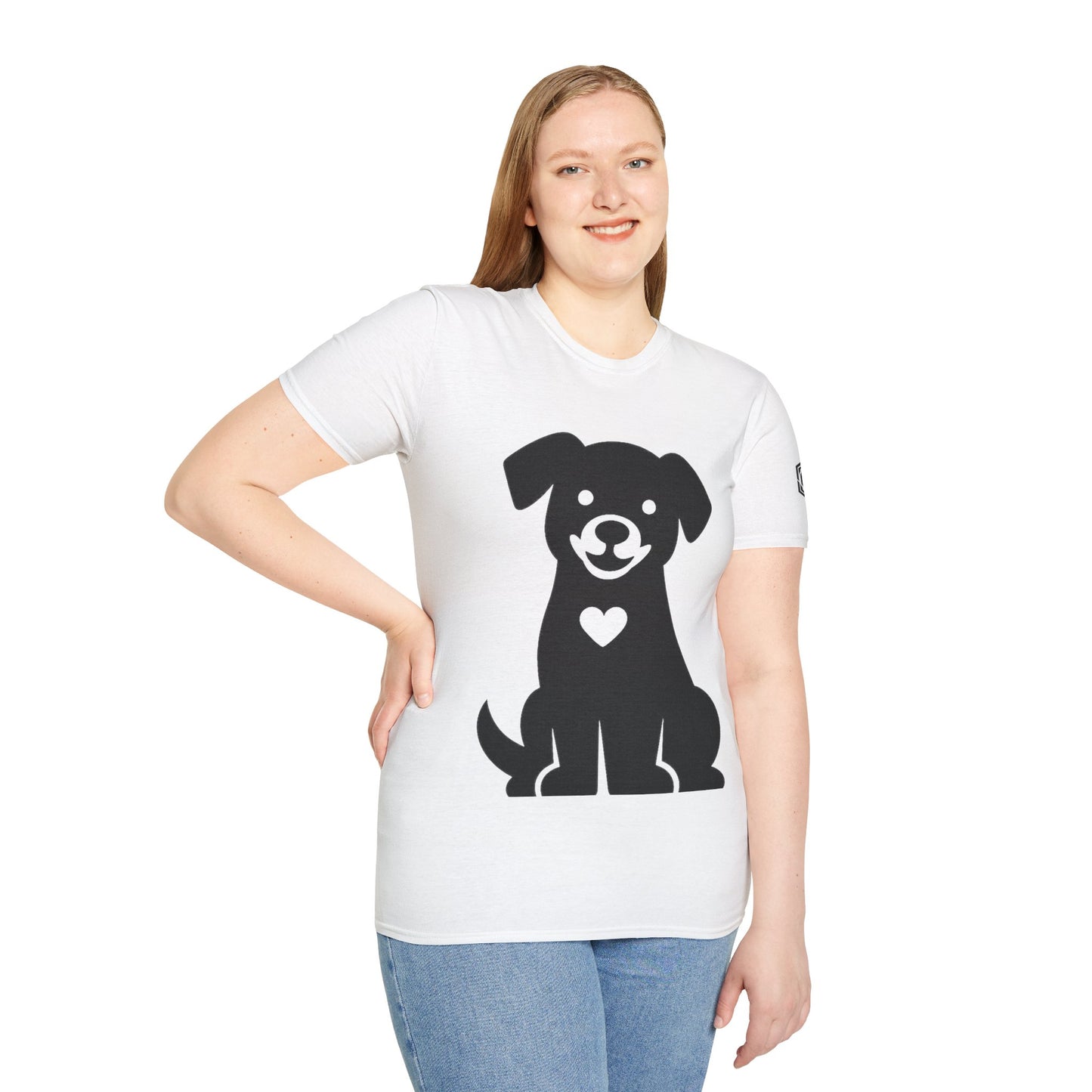 Unisex T-Shirt – Hund umarmt Herz (Gildan 64000) | Garlik Goods