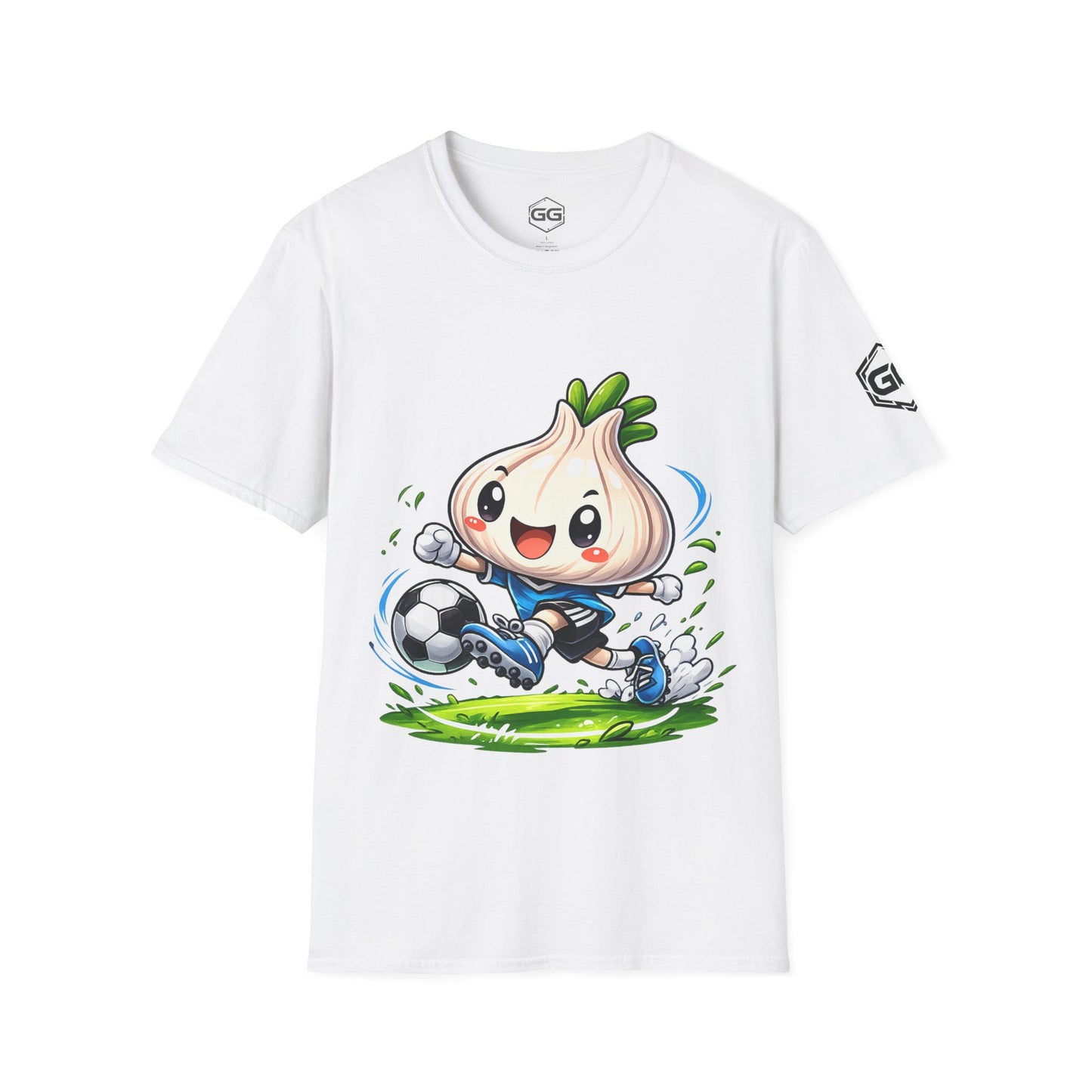 front:0 | Garlic Soccer Player T-Shirt – Vorderansicht in Weiß
