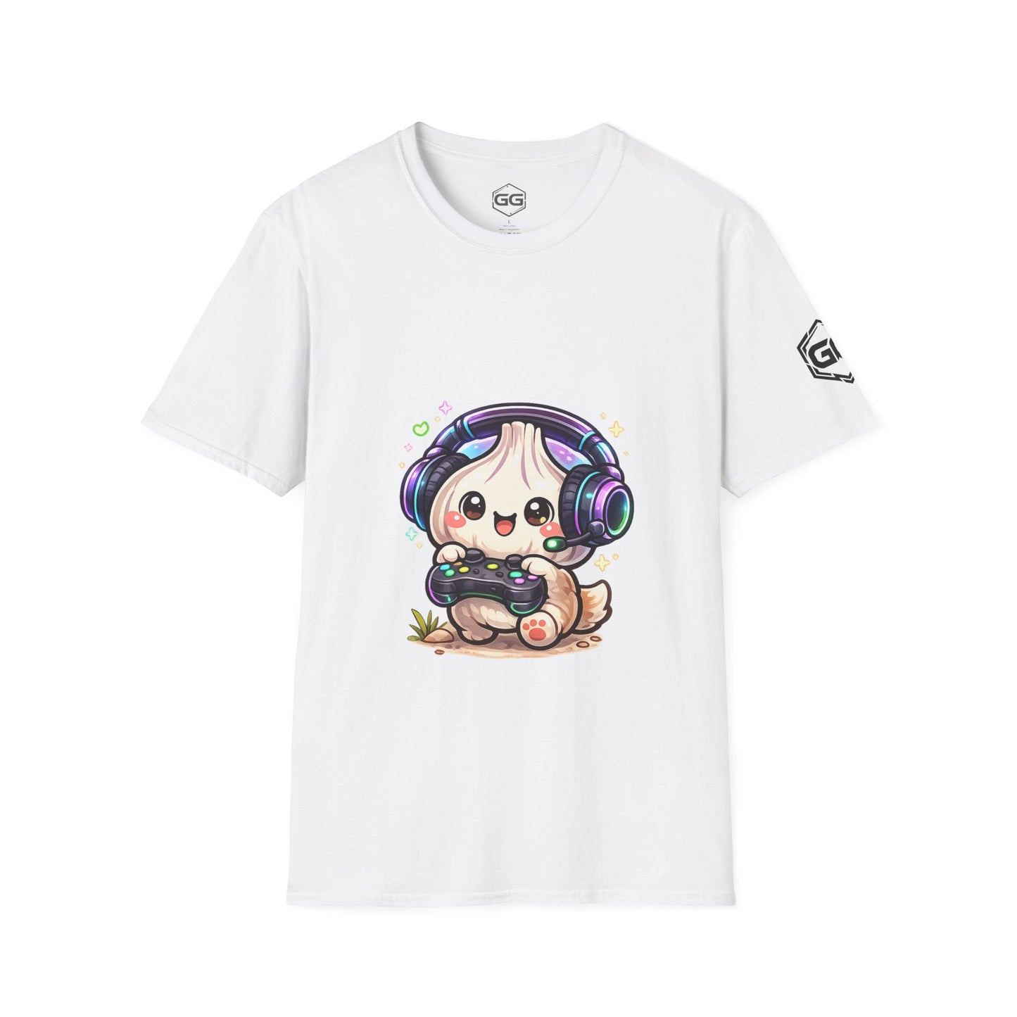front:0 | Knoblauch Gamer – Lustiges Gaming T-Shirt – Vorderansicht in Weiß