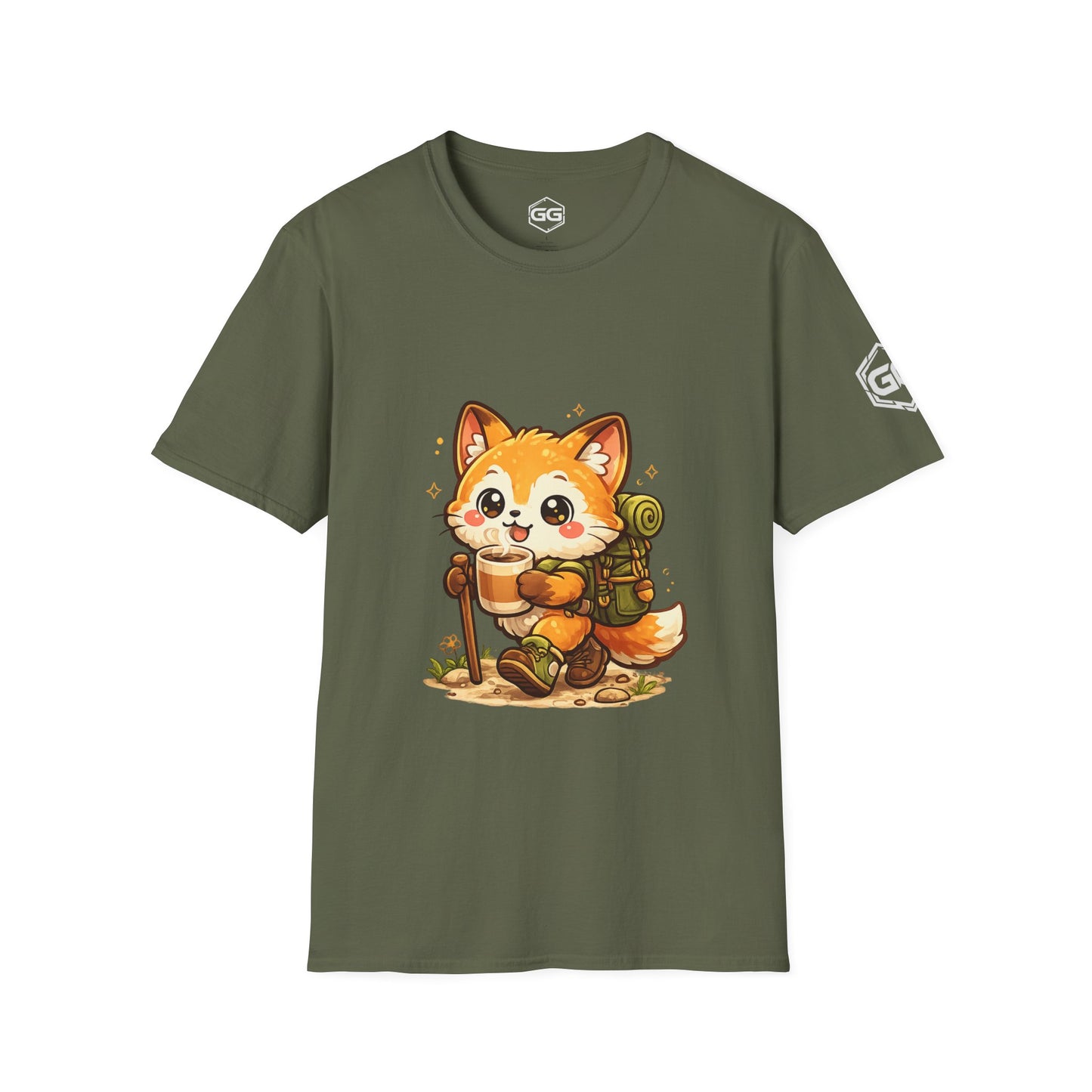 front:5 | Fuchs Wandern – Abenteuer T-Shirt – Vorderansicht in Militärgrün