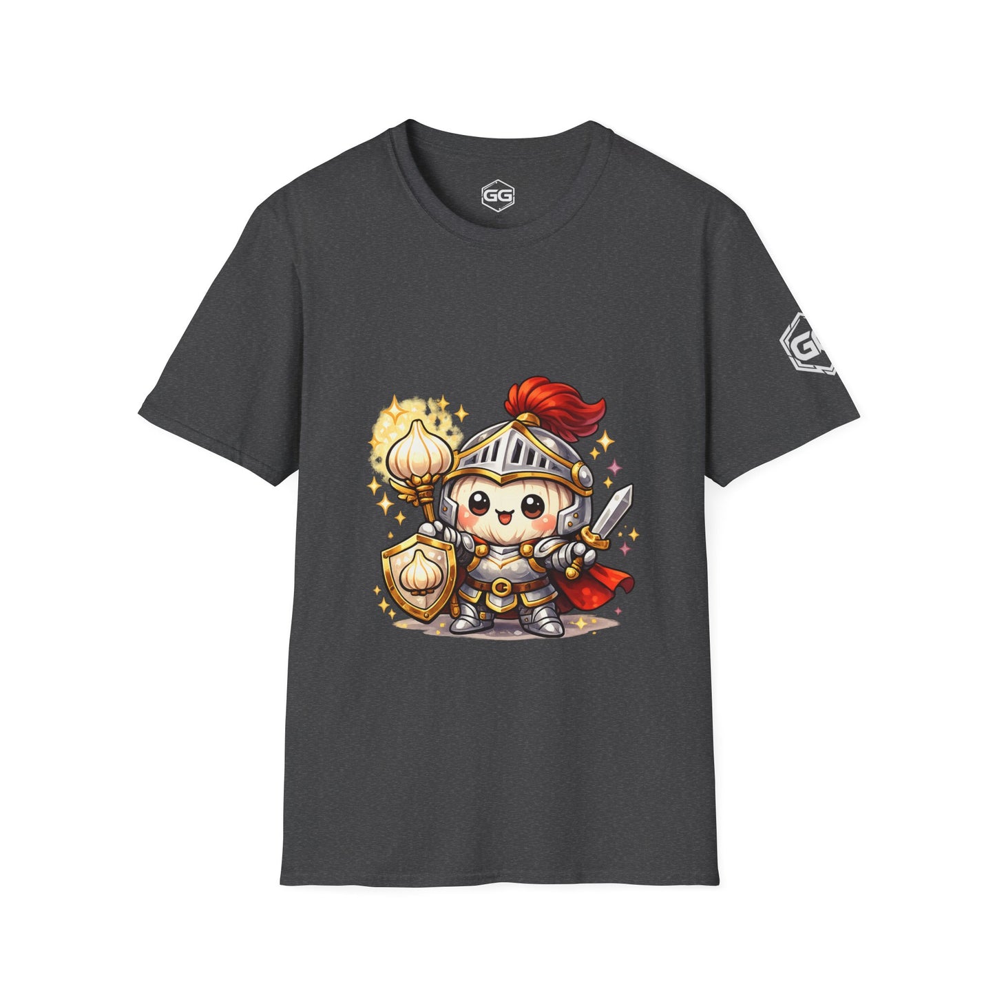 front:6 | Knoblauch Ritter T-Shirt – Vorderansicht in Dunkelgrau Meliert