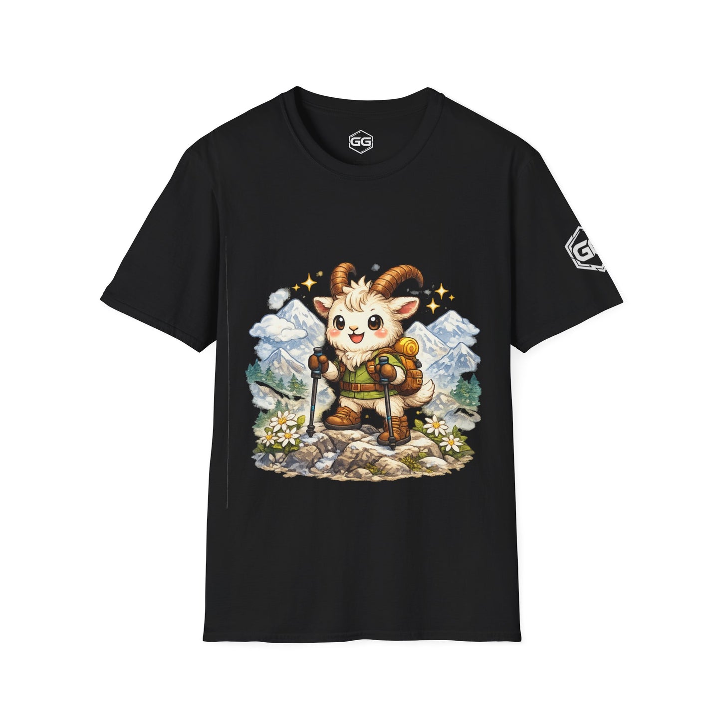 front:1 | Bergziege T-Shirt – Vorderansicht in Schwarz