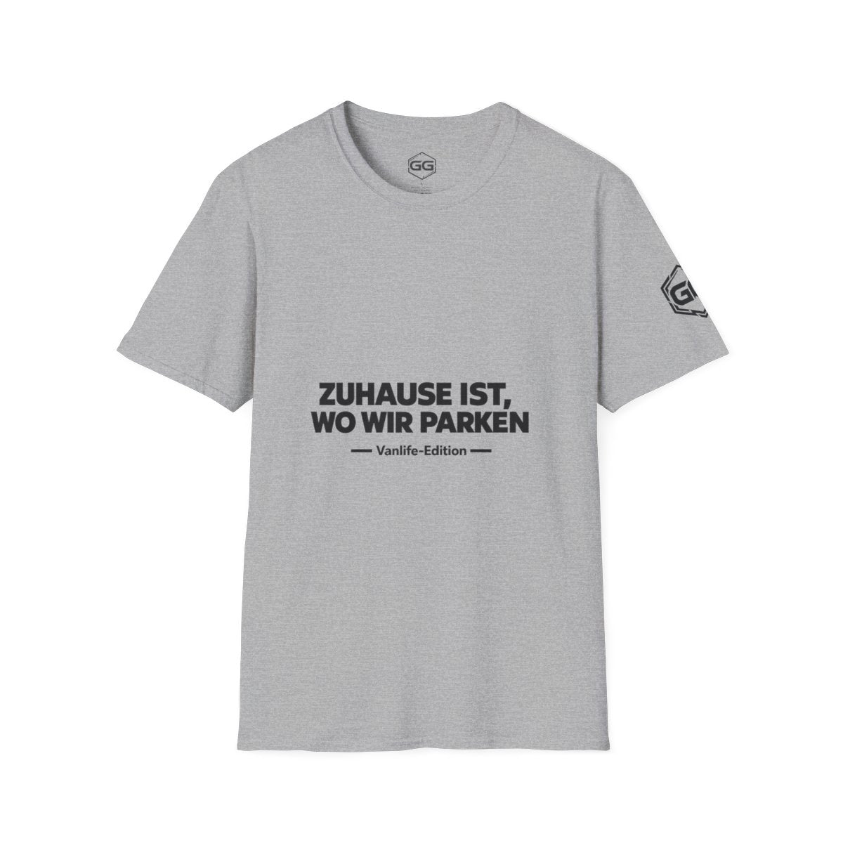 front:2 | Home Is Where We Park T-Shirt — Vanlife Edition – Vorderansicht in Sportgrau