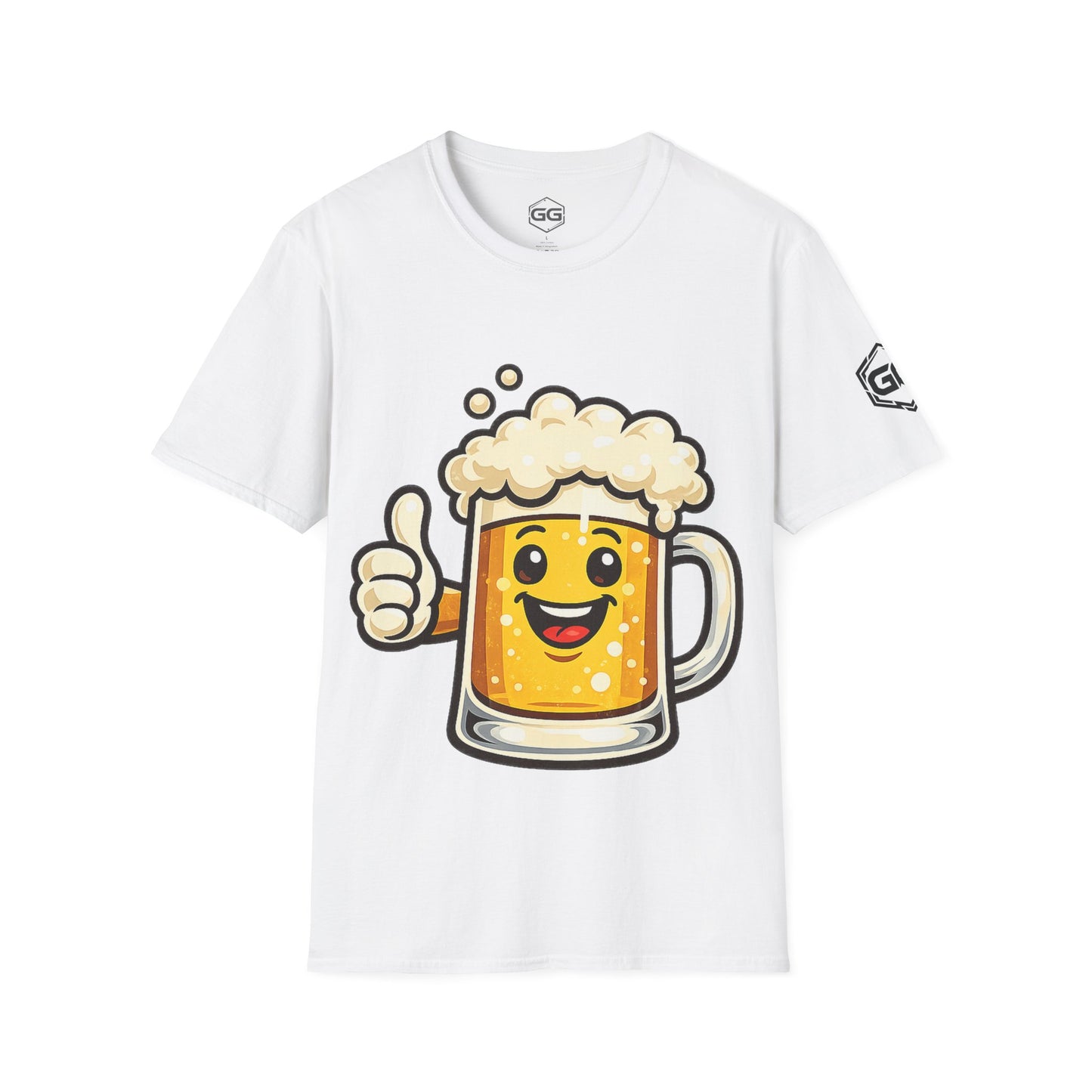 front:0 | Lustiger Bierkrug – Unisex T-Shirt – Vorderansicht in Weiß