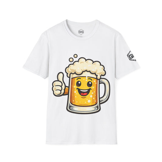 front:0 | Lustiger Bierkrug – Unisex T-Shirt – Vorderansicht in Weiß