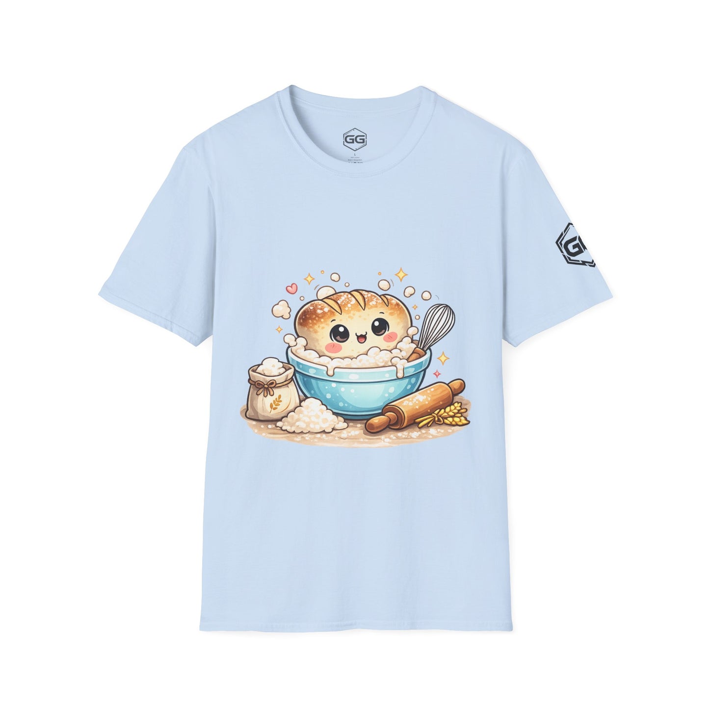 front:7 | Sauerteig-Flüsterer T-Shirt – Vorderansicht in Hellblau