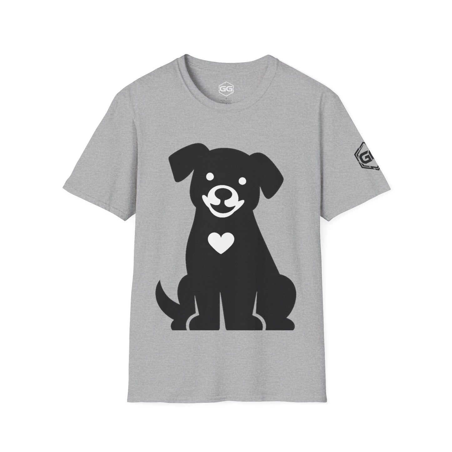 front:4 | Hund umarmt Herz – Unisex T-Shirt – Vorderansicht in Natur