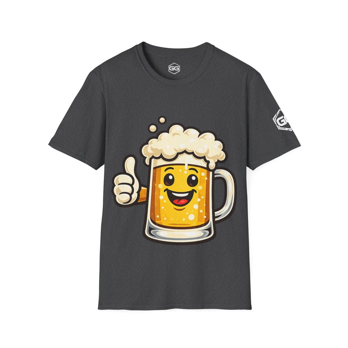 front:6 | Lustiger Bierkrug – Unisex T-Shirt – Vorderansicht in Dunkelmeliert