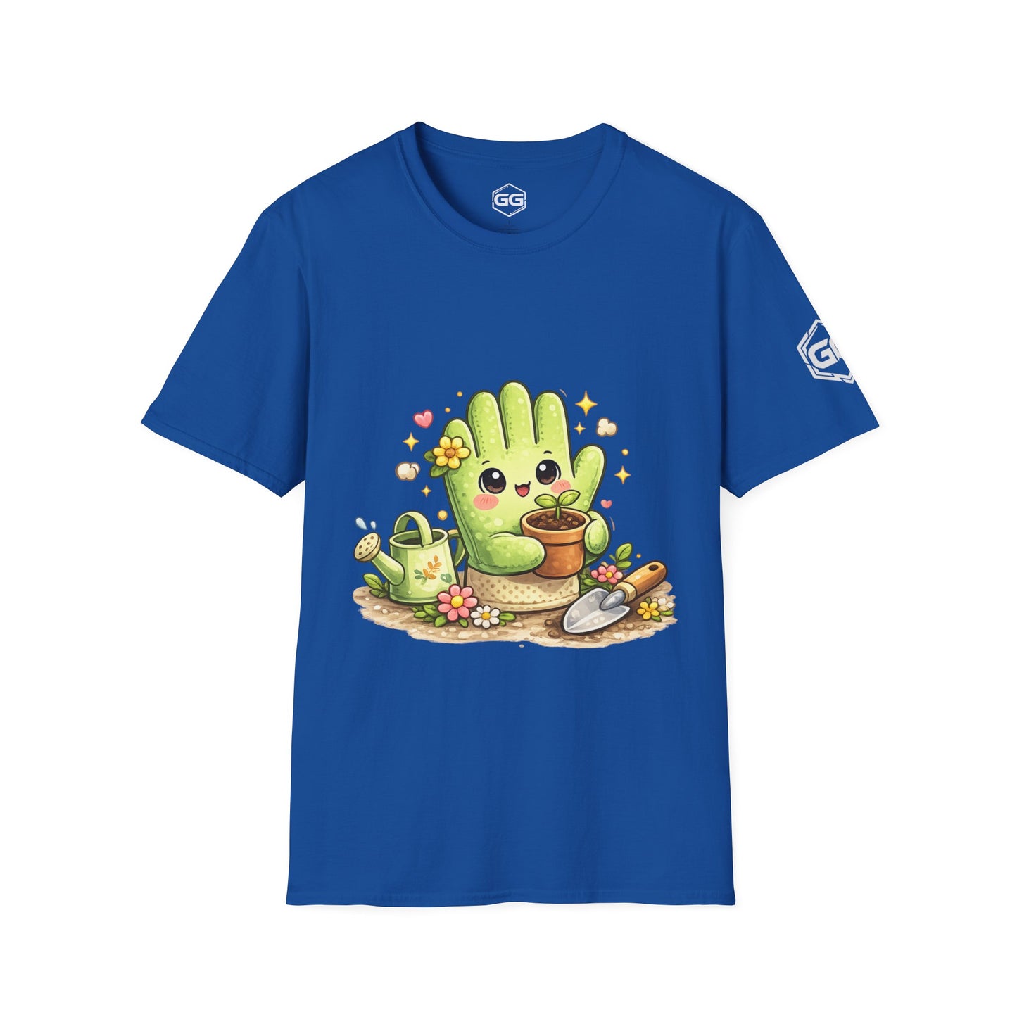 front:8 | Grüner Daumen T-Shirt – Vorderansicht in Royalblau