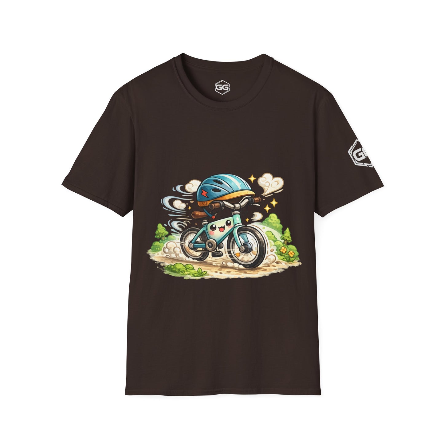 front:3 | Radl-Wahnsinn T-Shirt – Vorderansicht in Dunkelbraun