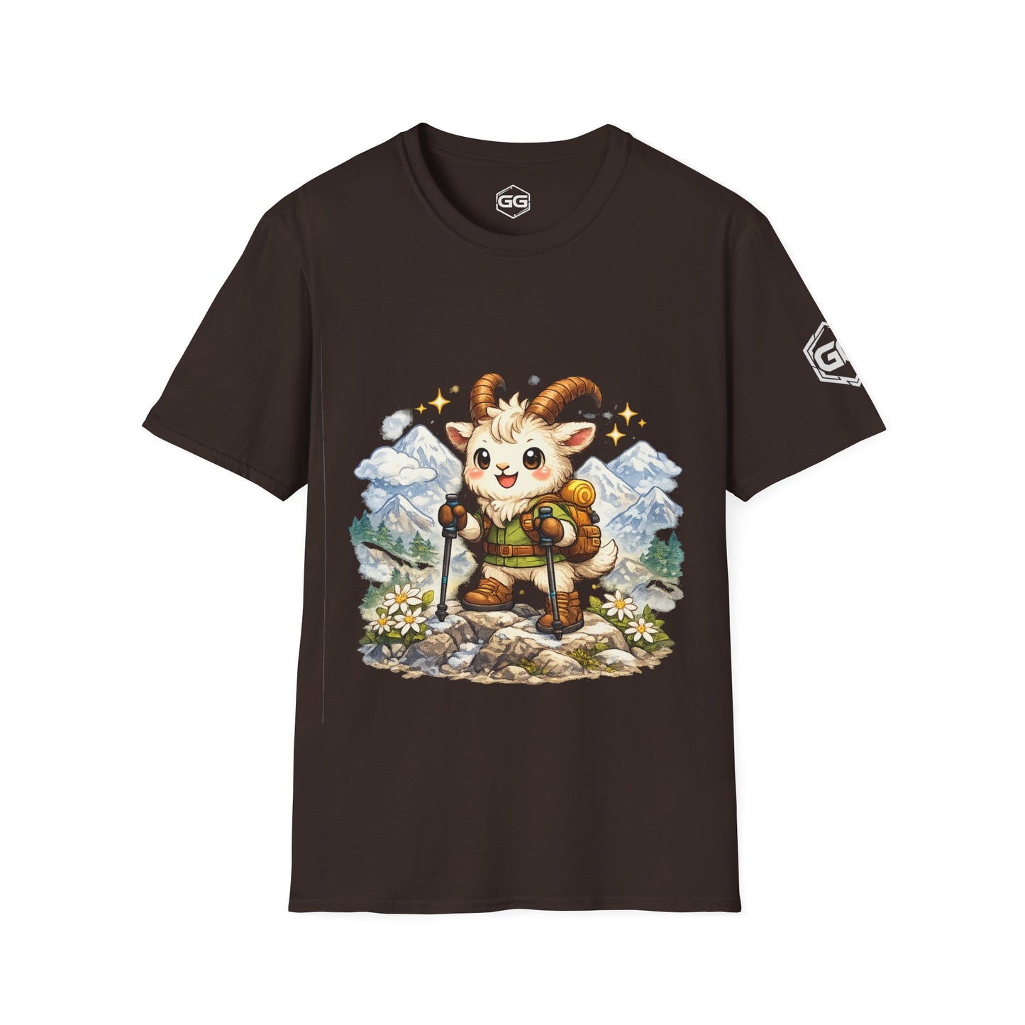 front:3 | Bergziege T-Shirt – Vorderansicht in Dunkelbraun
