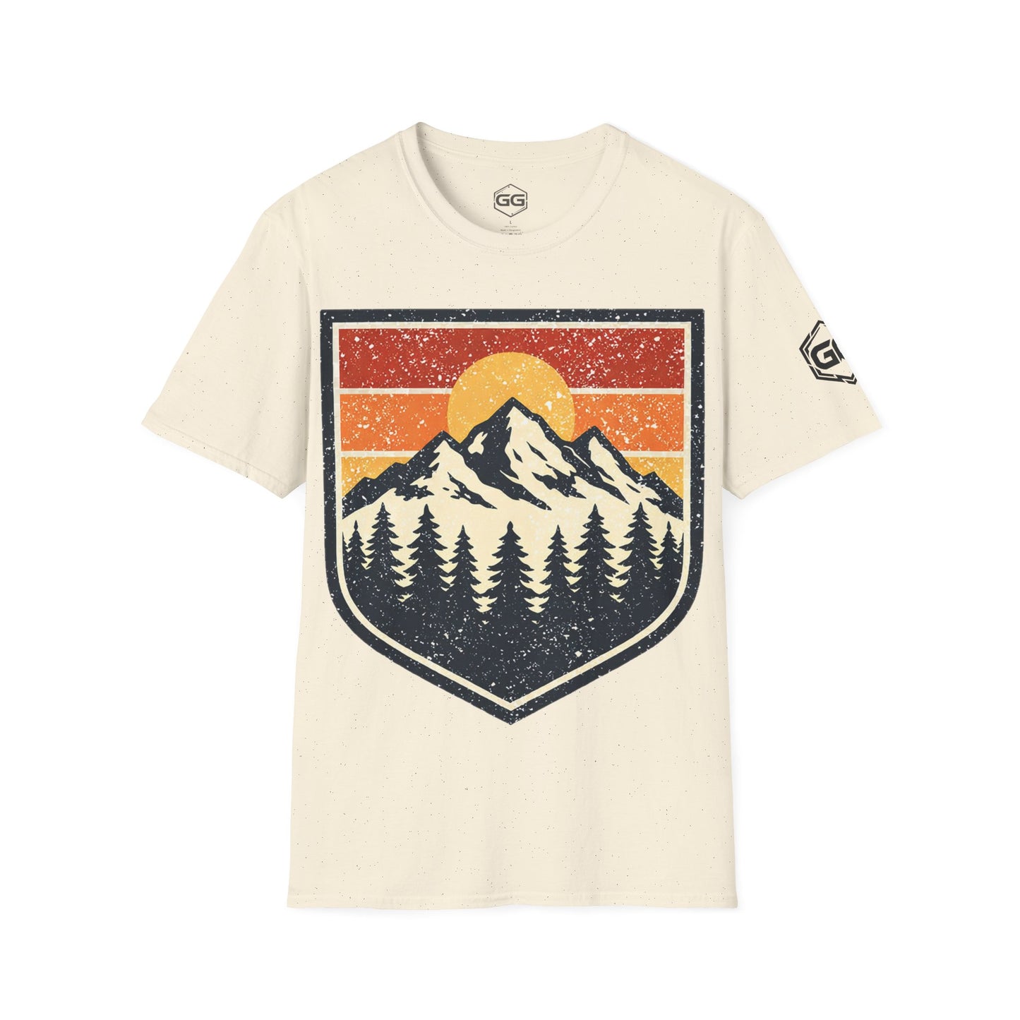 front:4 | Vintage Bergabzeichen – Unisex T-Shirt – Vorderansicht in Natur