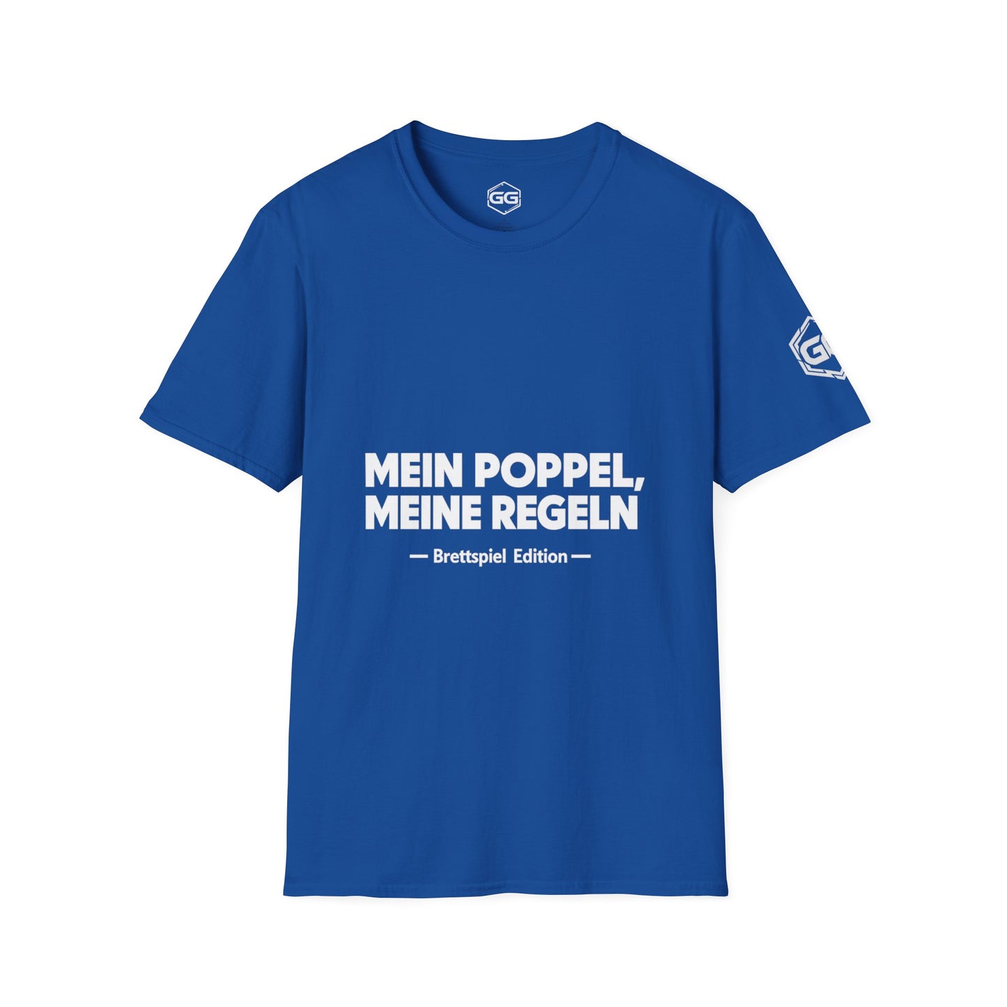 front:8 | My Meeple, My Rules T-Shirt — Board Game Edition – Vorderansicht in Royalblau