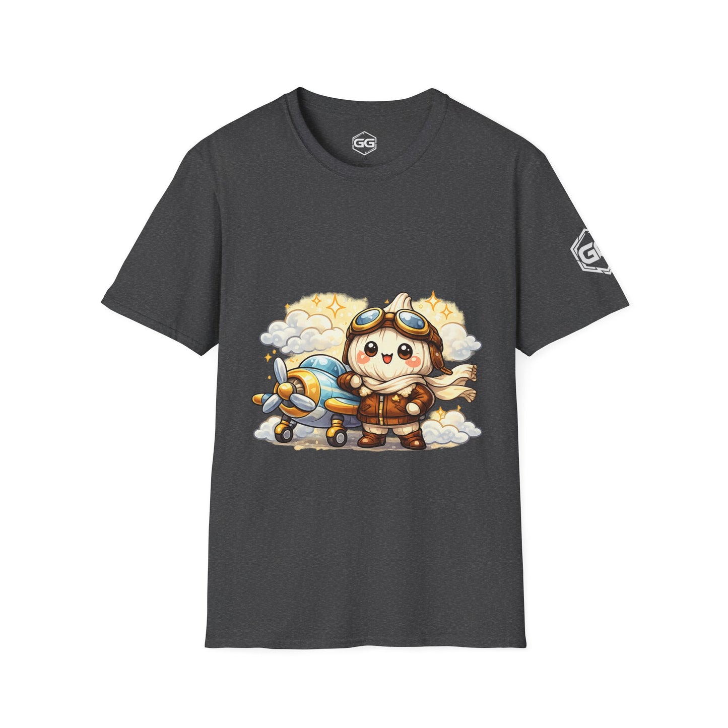 front:6 | Knoblauch Pilot T-Shirt – Vorderansicht in Dunkelgrau Meliert