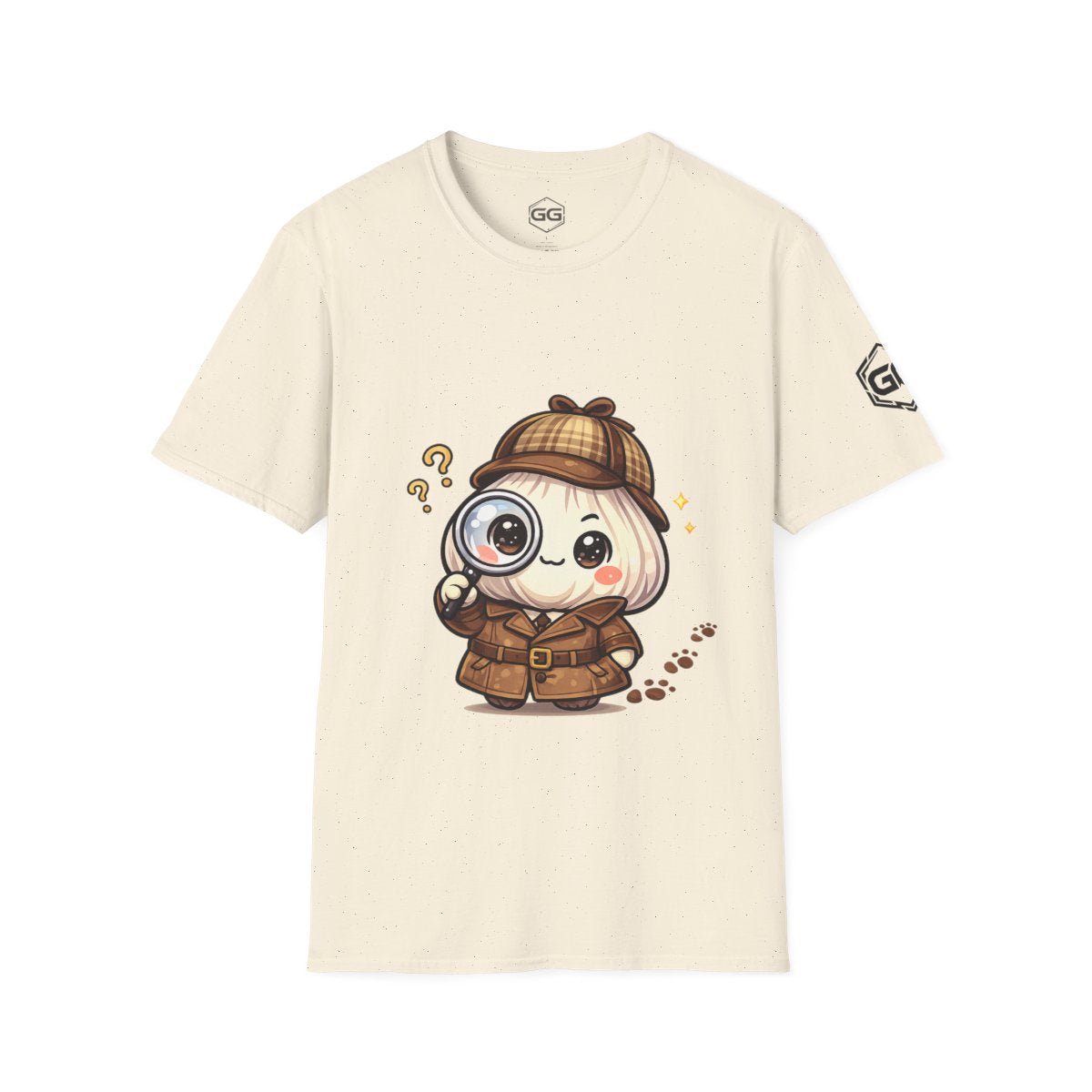 front:4 | Garlic Detective T-Shirt – Vorderansicht in Natur