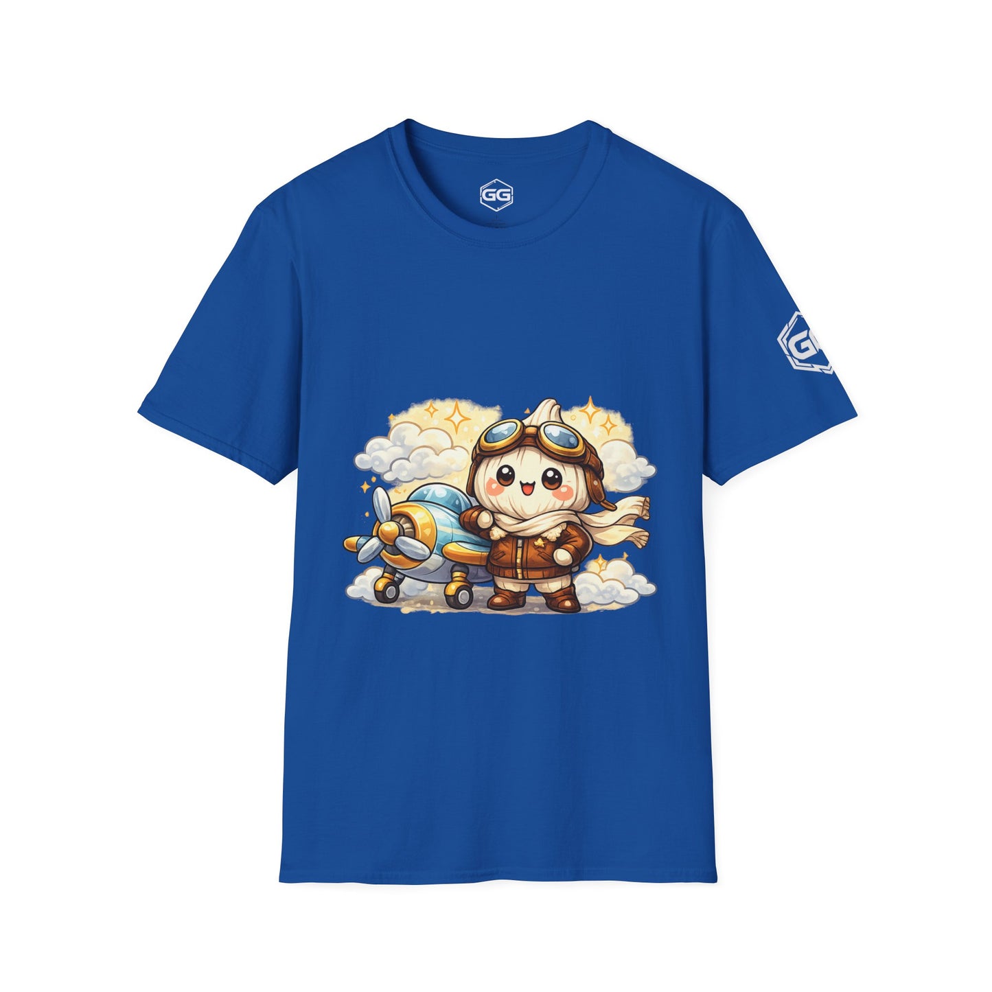 front:8 | Knoblauch Pilot T-Shirt – Vorderansicht in Königsblau