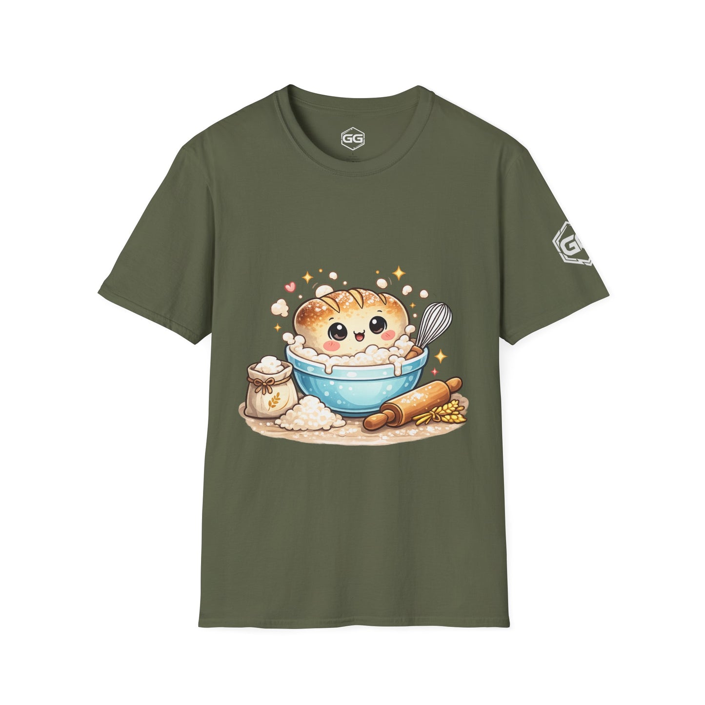 front:5 | Sauerteig-Flüsterer T-Shirt – Vorderansicht in Militärgrün