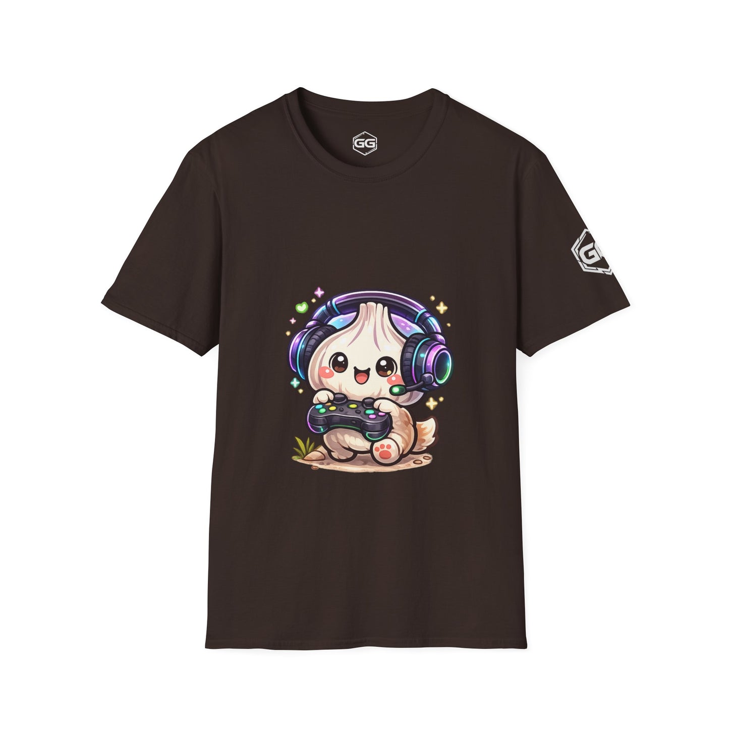 front:3 | Knoblauch Gamer – Lustiges Gaming T-Shirt – Vorderansicht in Dunkelbraun