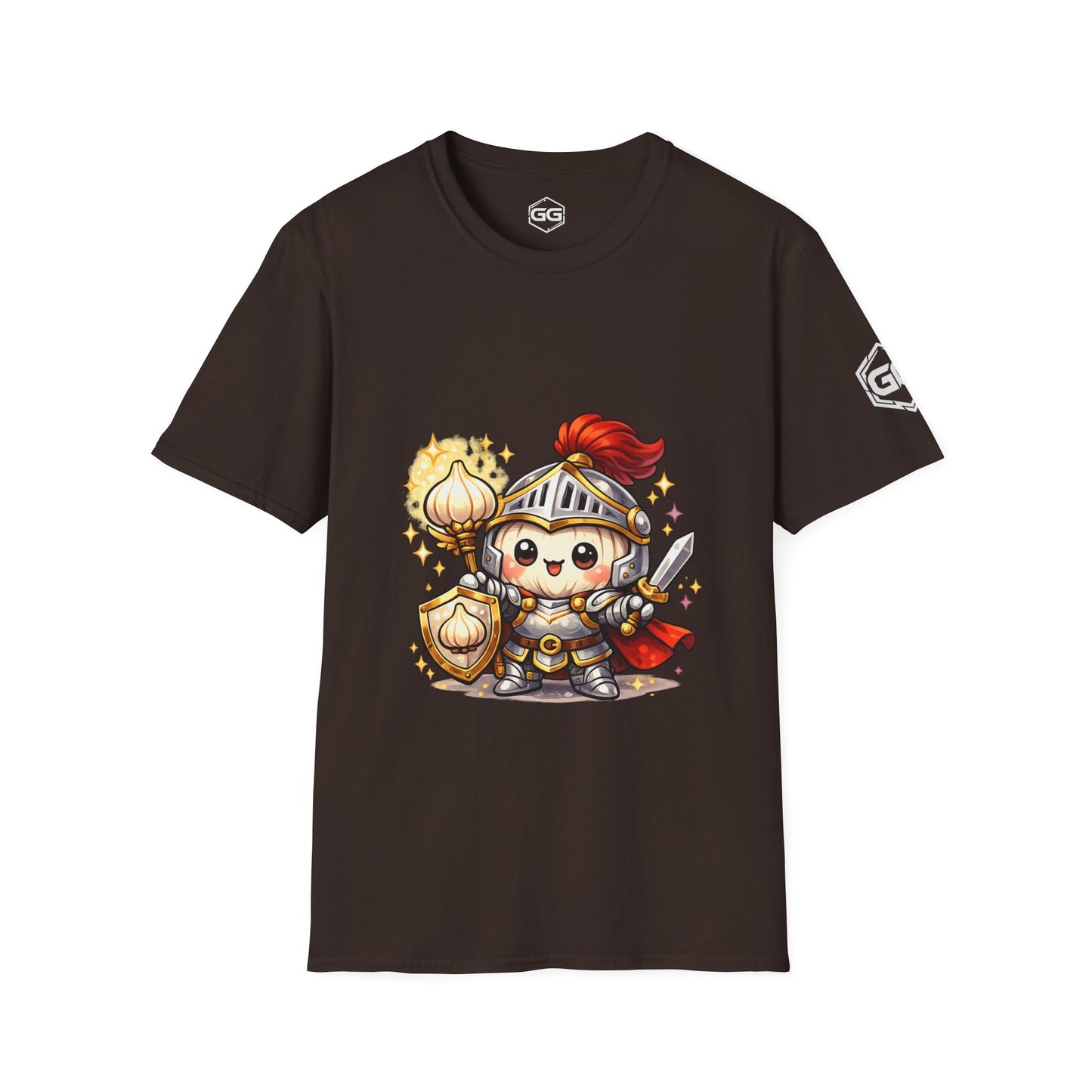 front:3 | Knoblauch Ritter T-Shirt – Vorderansicht in Dunkelbraun