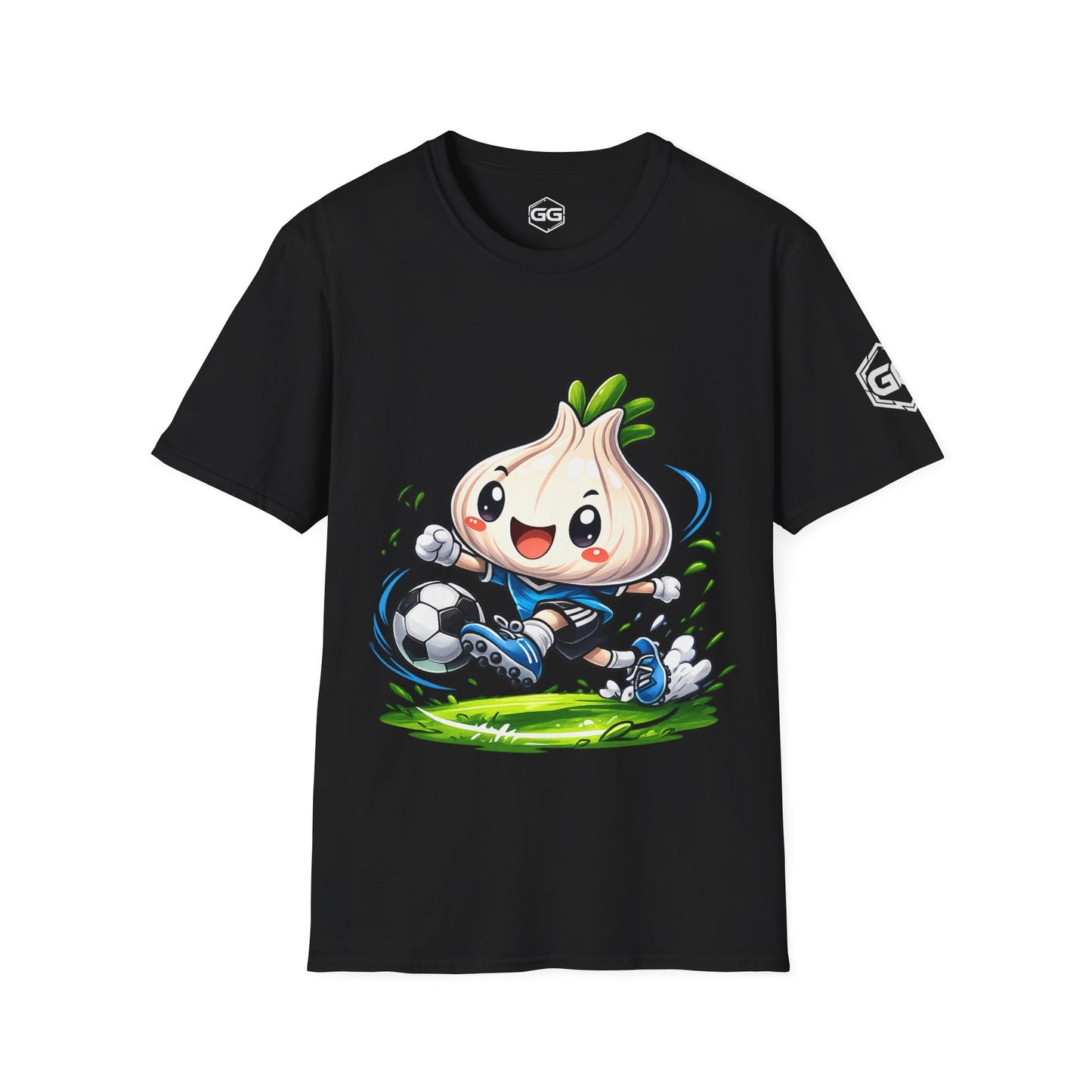 front:1 | Garlic Soccer Player T-Shirt – Vorderansicht in Schwarz