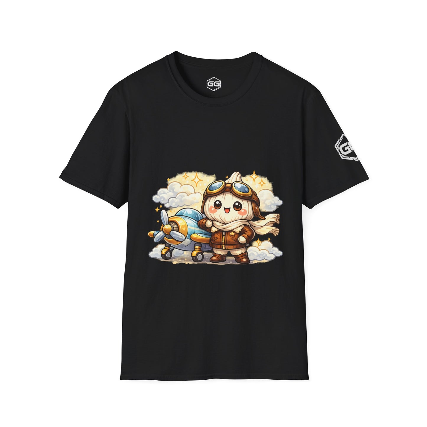 front:1 | Knoblauch Pilot T-Shirt – Vorderansicht in Schwarz