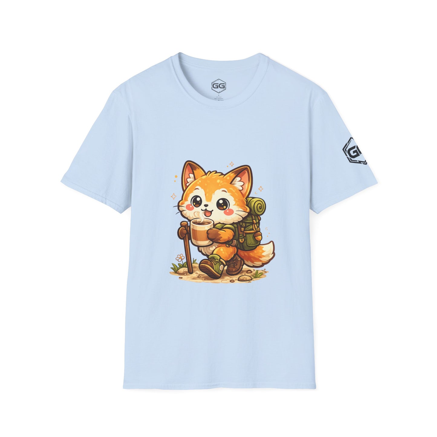 front:7 | Fuchs Wandern – Abenteuer T-Shirt – Vorderansicht in Hellblau