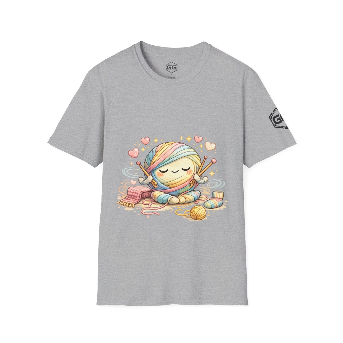front:2 | Stricken ist mein Yoga T-Shirt – Vorderansicht in Sportgrau