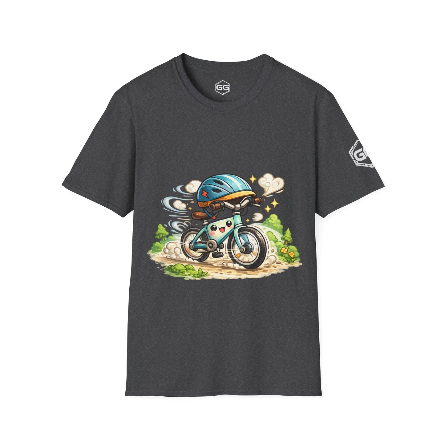 front:6 | Radl-Wahnsinn T-Shirt – Vorderansicht in Dunkelmeliert