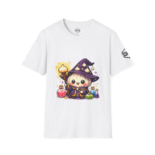 front:0 | Knoblauch Zauberer T-Shirt – Vorderansicht in Weiß